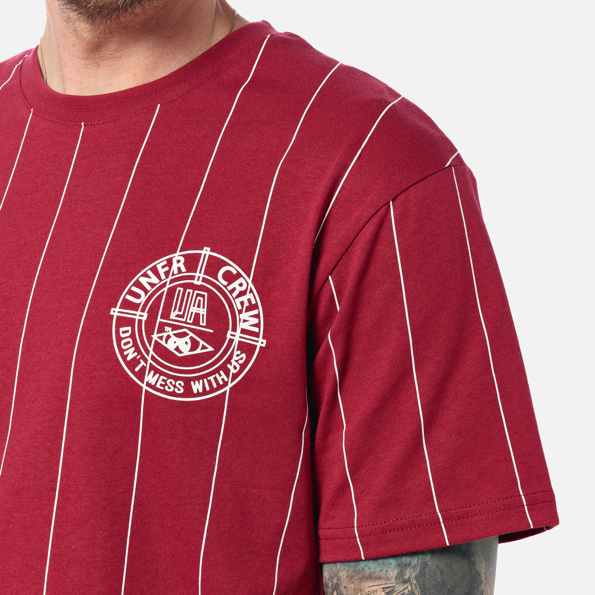 Unfair Athletics DMWU BP T-Shirt Pinstripes Burgundy