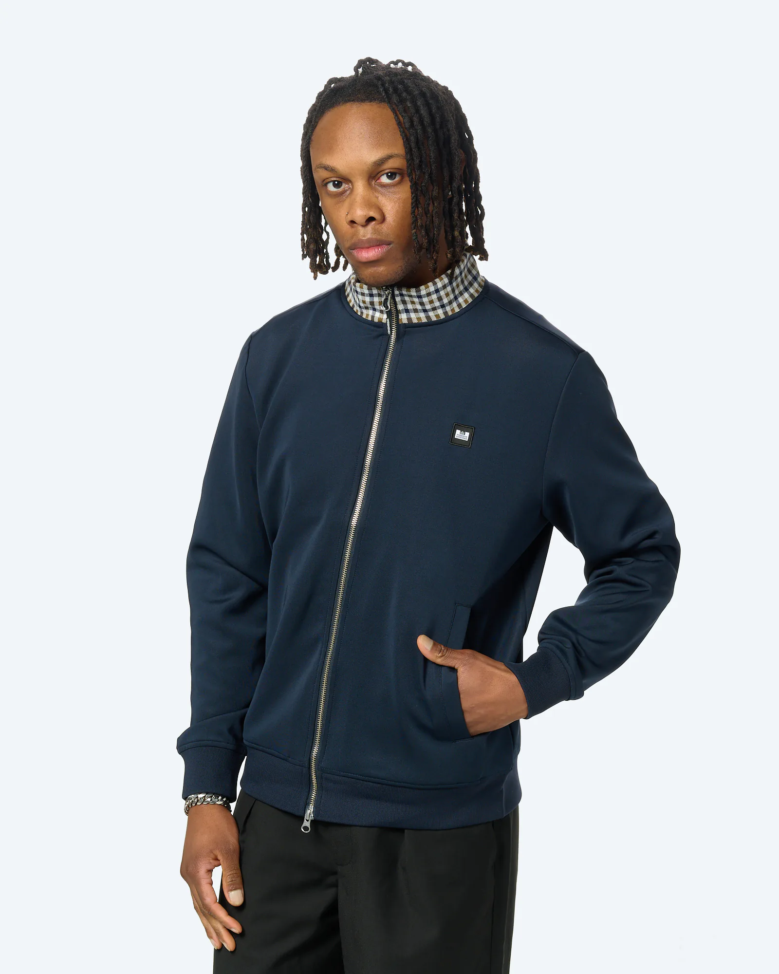 Weekend Offender Alameda Jacquard Rib Track Top Navy