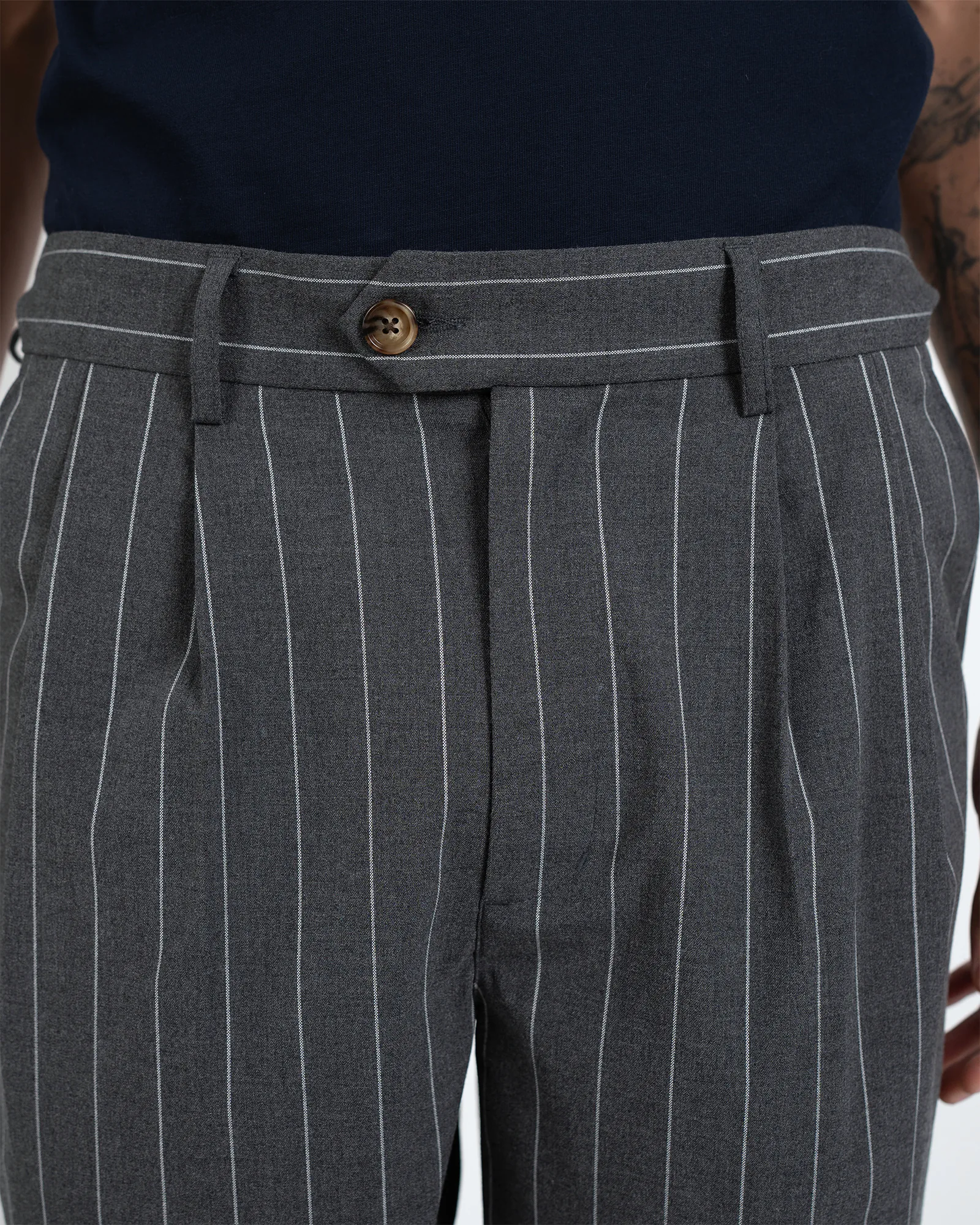 Prohibited Newport Pleated Shorts Dark Grey/White
