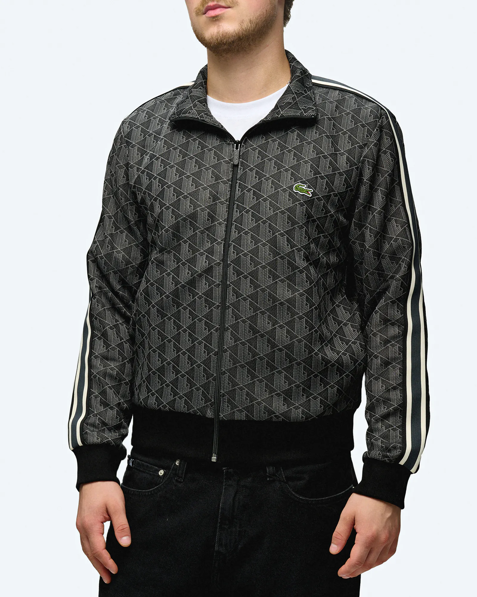 Lacoste Paris Monogram Jacquard Track Jacket Black/Graphite Lacoste Paris Monogram Jacquard Track Jacket Black/Graphite