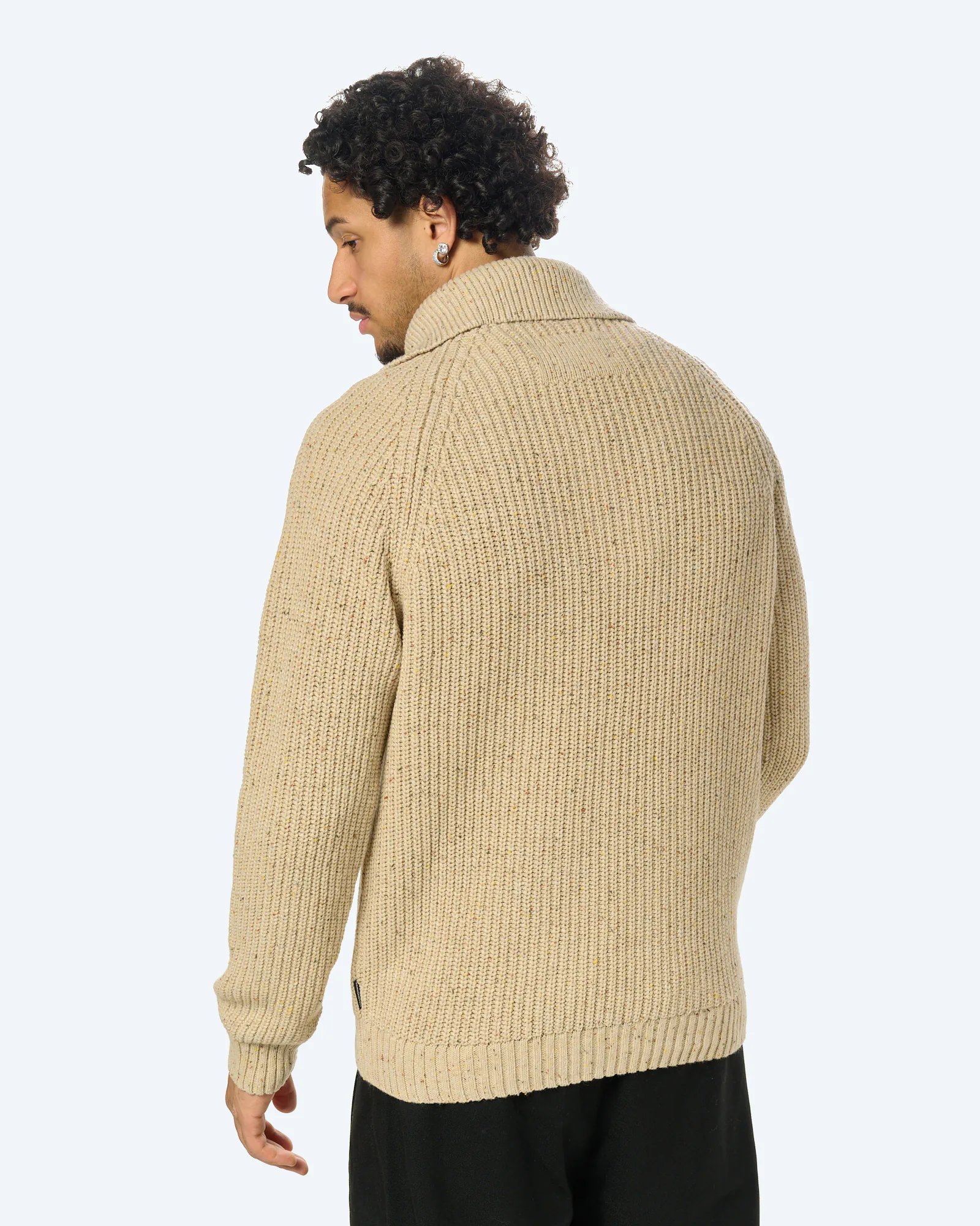 Tweed Knit Troyer Sandstone Tweed