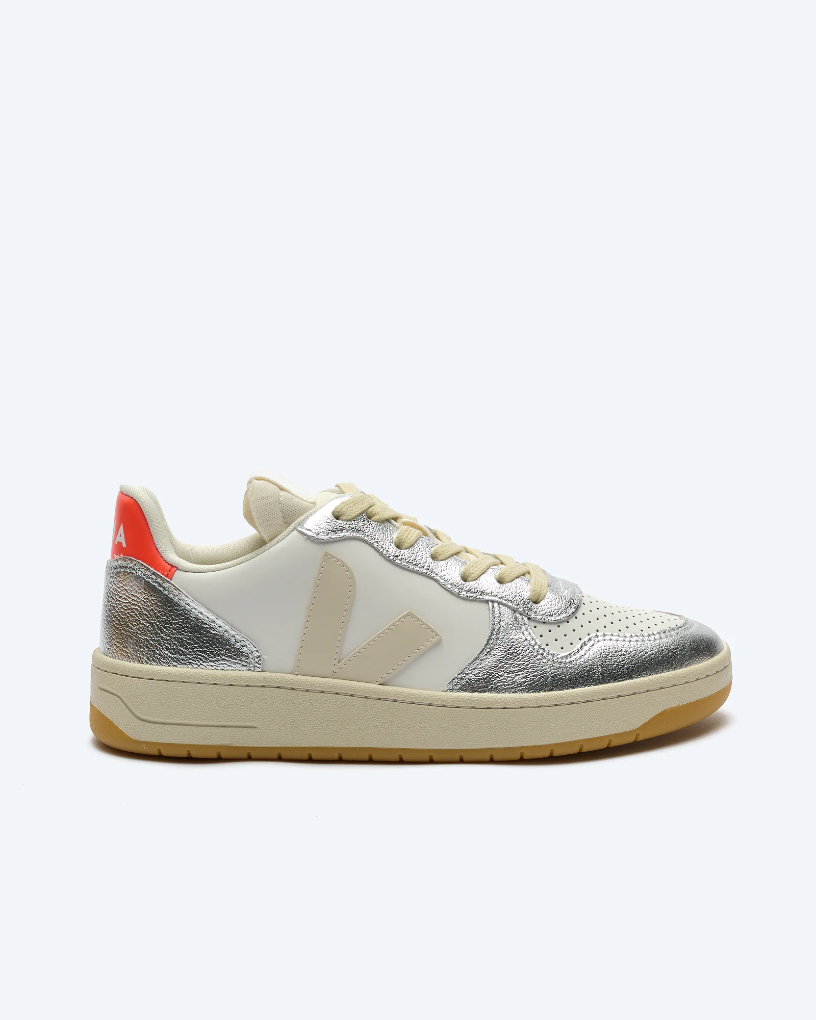 Veja Woman V-10 Prime Leather Sneaker White/Pierre/Silver