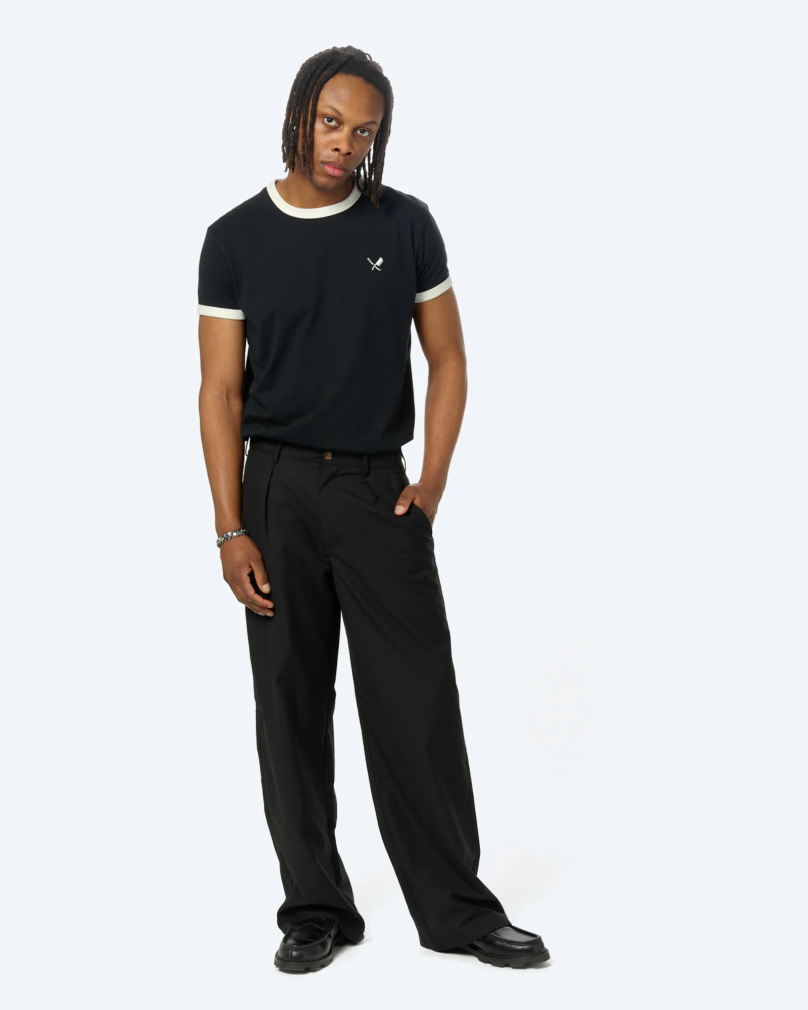 Distorted People Ringer T-Shirt Black