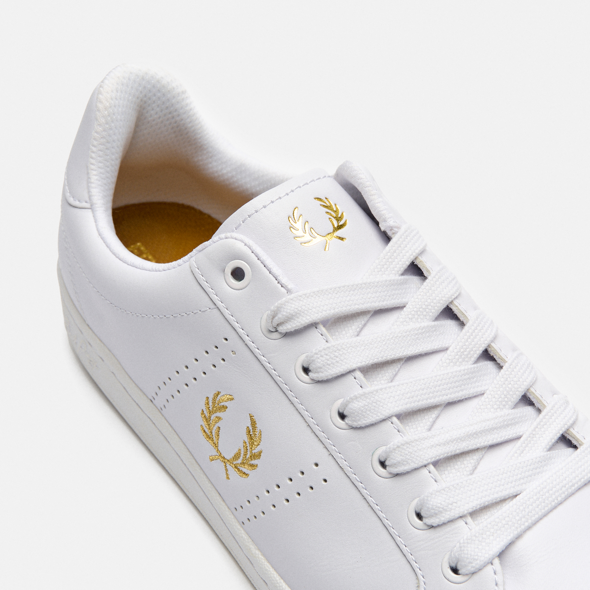 Fred Perry B721 Leather Sneakers White/Metallic Gold