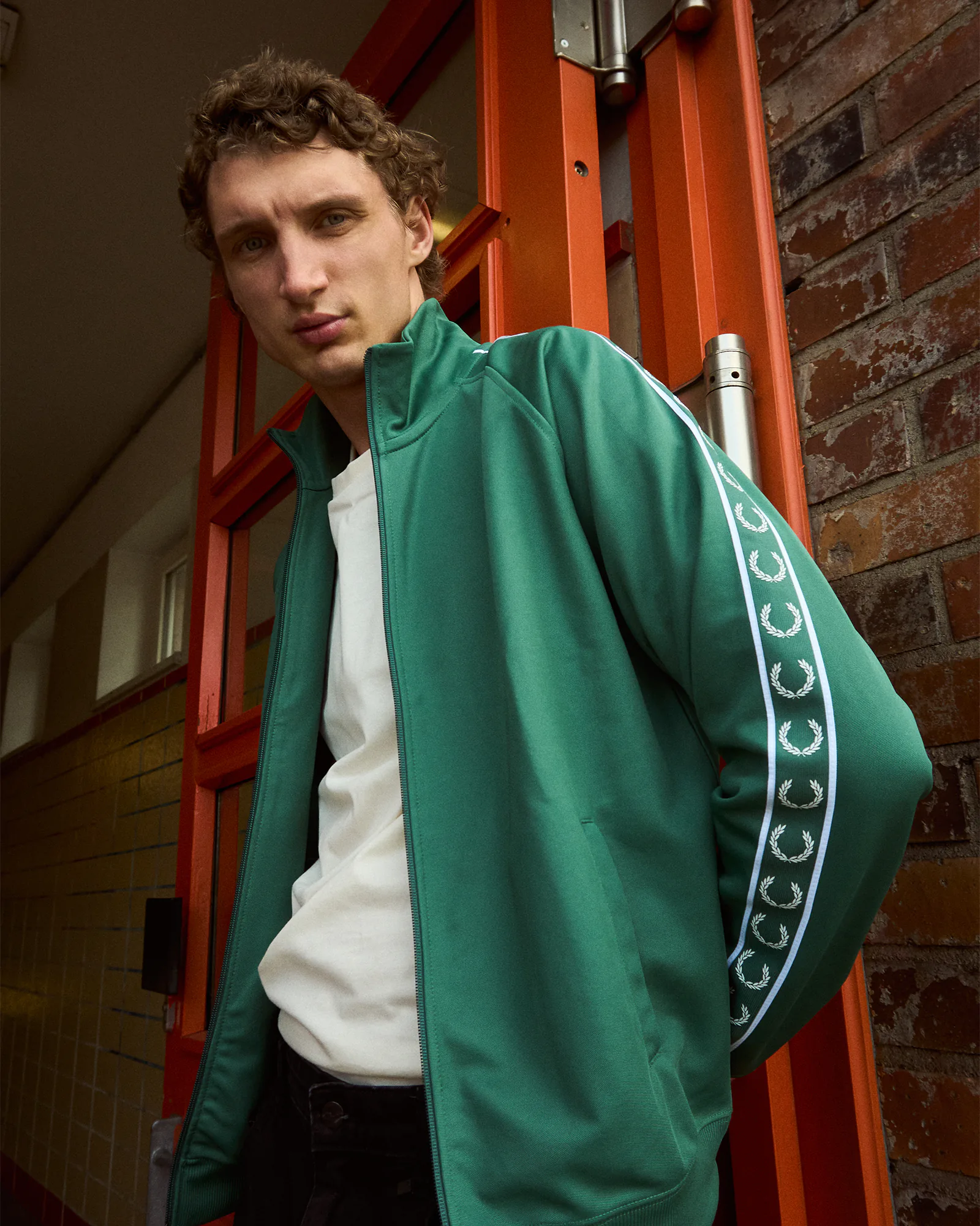 Contrast Tape Track Jacket Sport Green