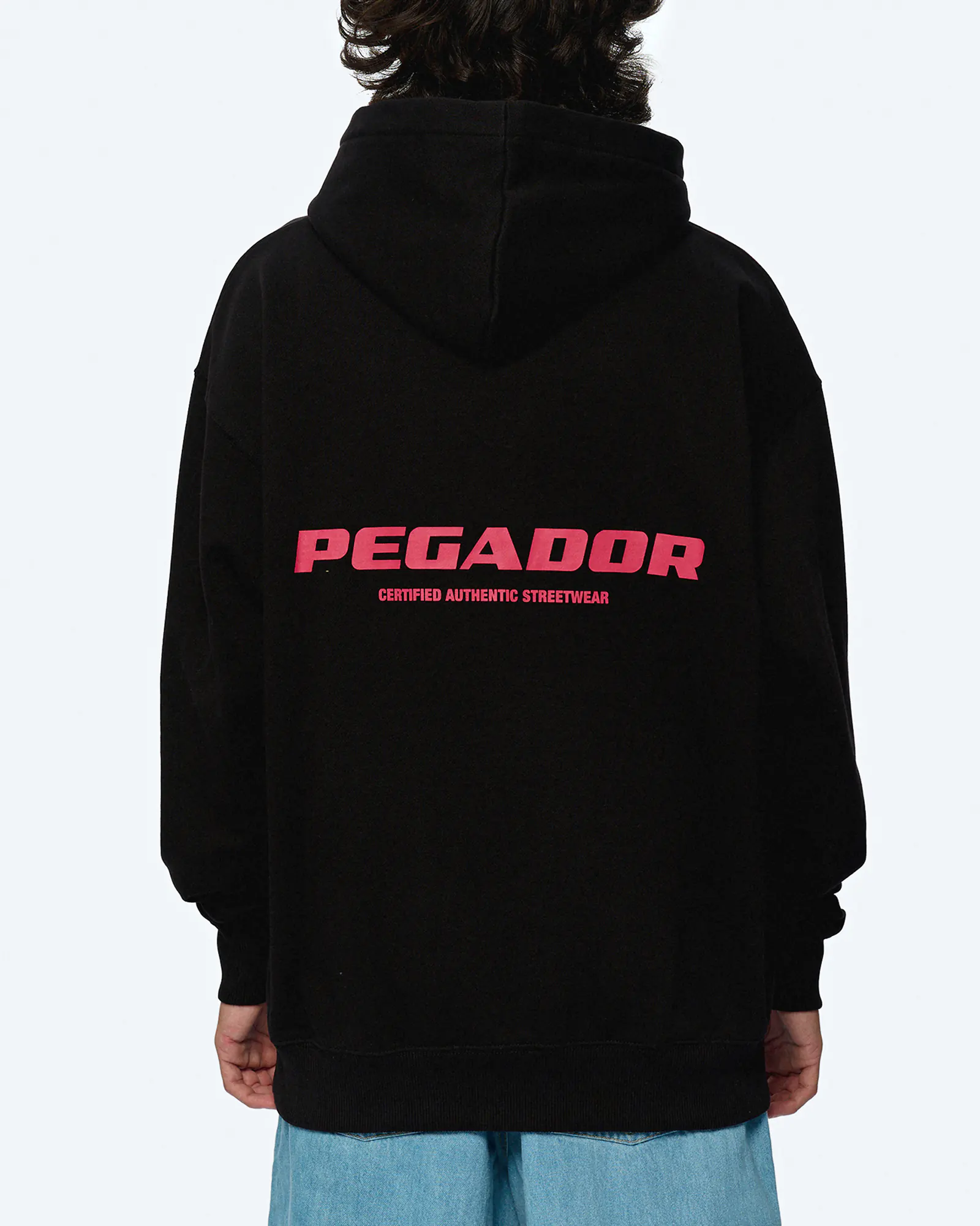 PEGADOR Colne Logo Oversized Hoodie Washed Black Virtual Pink PEGADOR Colne Logo Oversized Hoodie Washed Black Virtual Pink