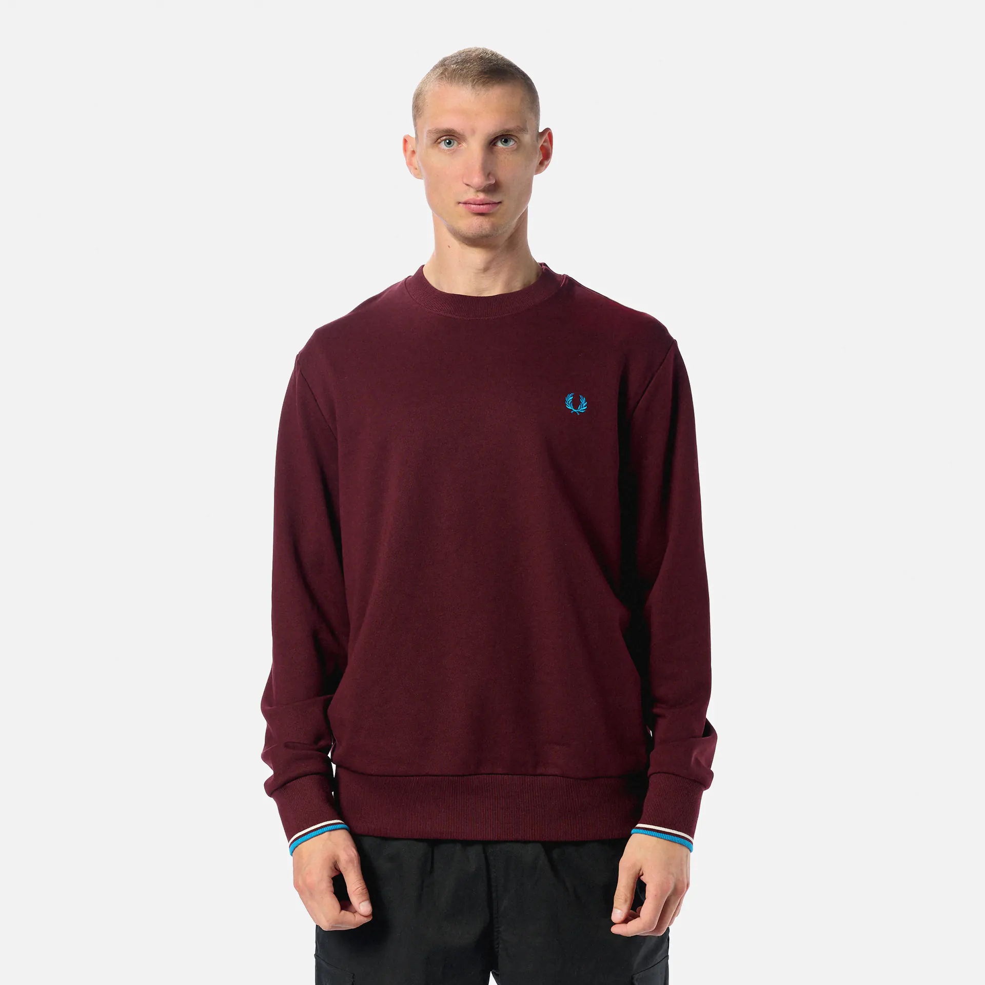 Fred Perry Crew Neck Sweatshirt Oxblood/Ecru/Court Blue