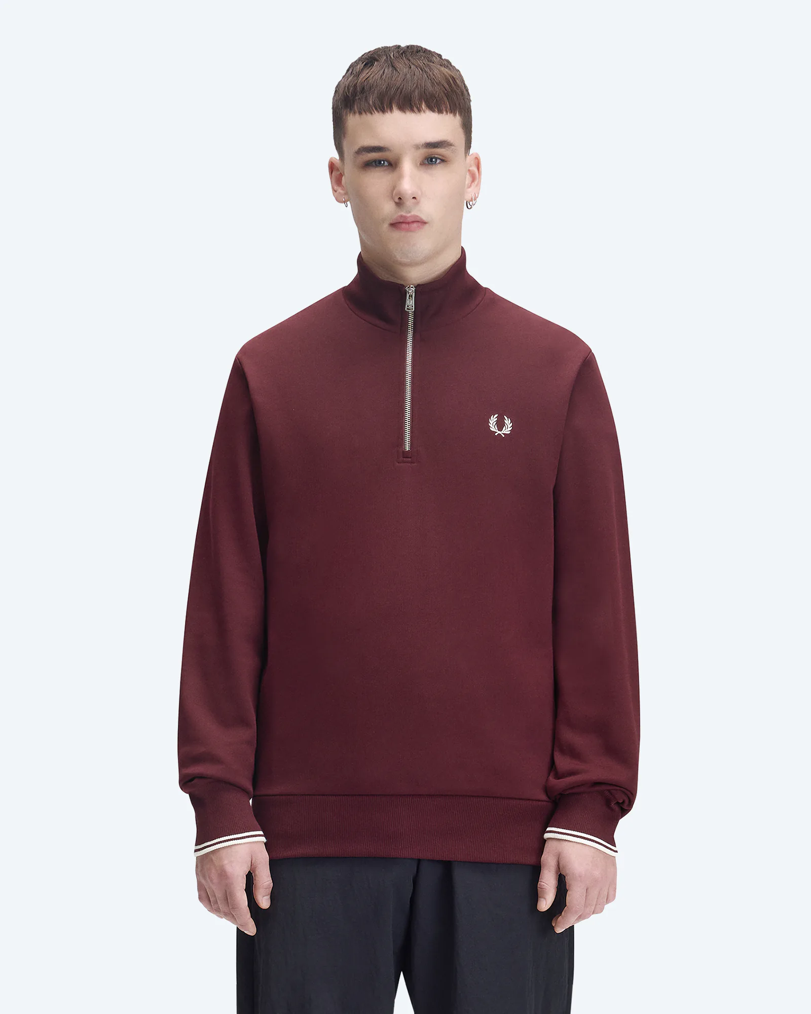 Half Zip Sweatshirt Oxblood/Ecru