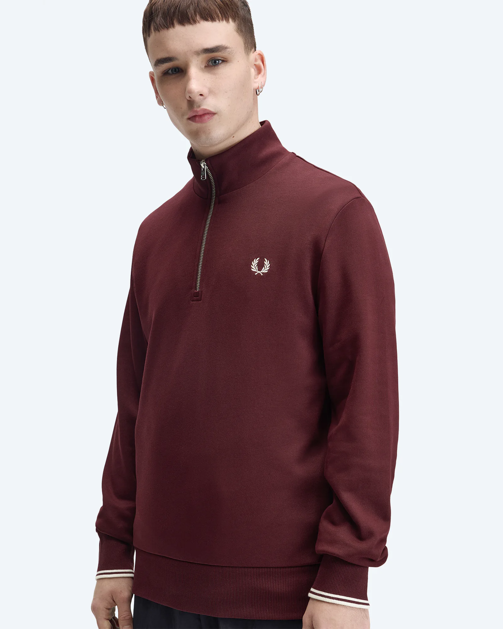 Half Zip Sweatshirt Oxblood/Ecru