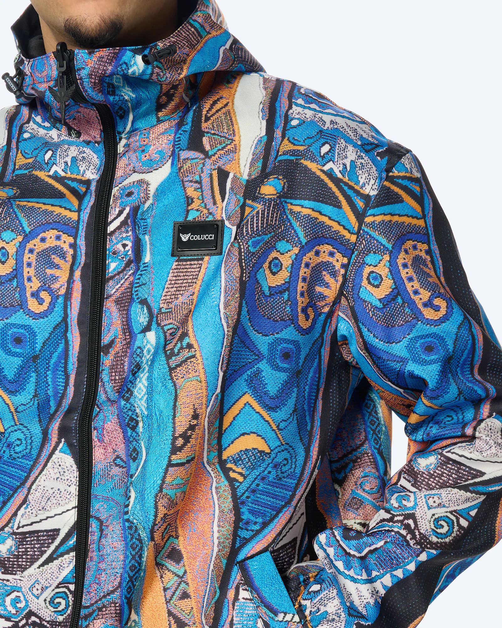 Colucci Reversible Signature Windbreaker AOP Blue Orange / Black