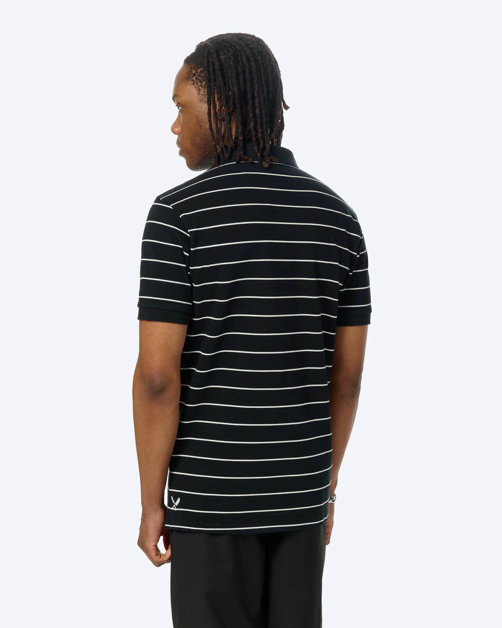 Distorted People Piqué Striped Poloshirt Black