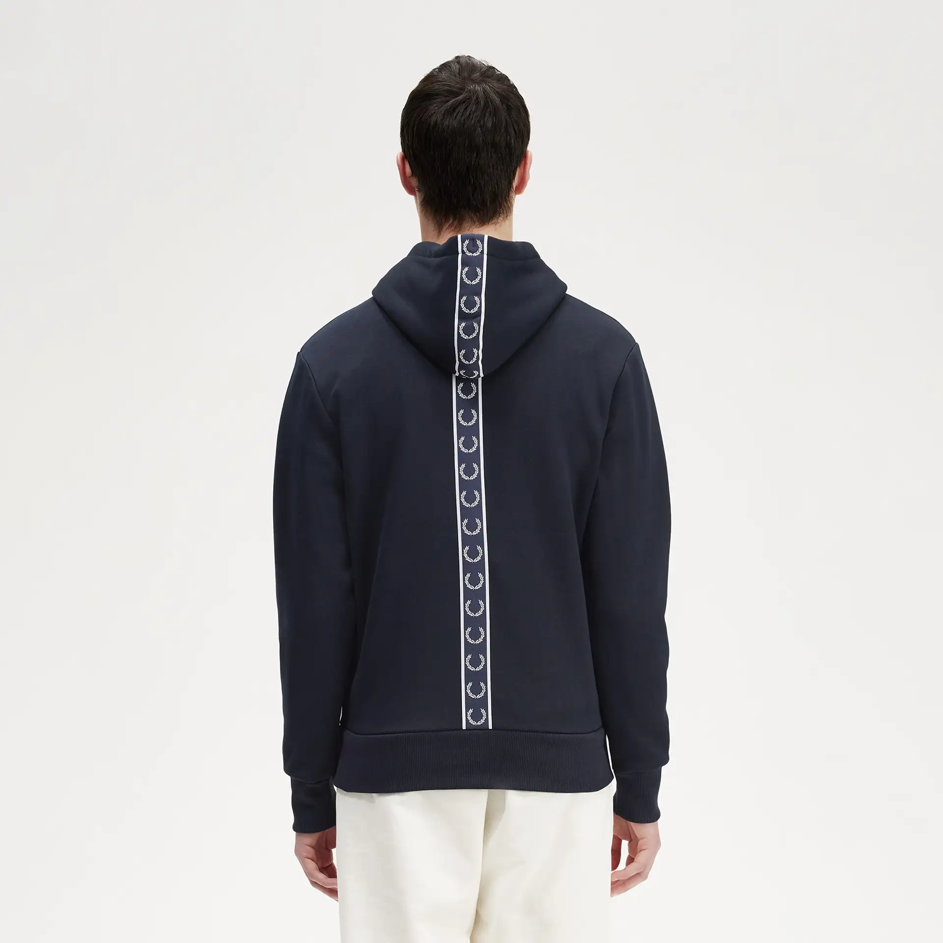 Fred Perry Tape Detail Hooded Sweatshirt Navy