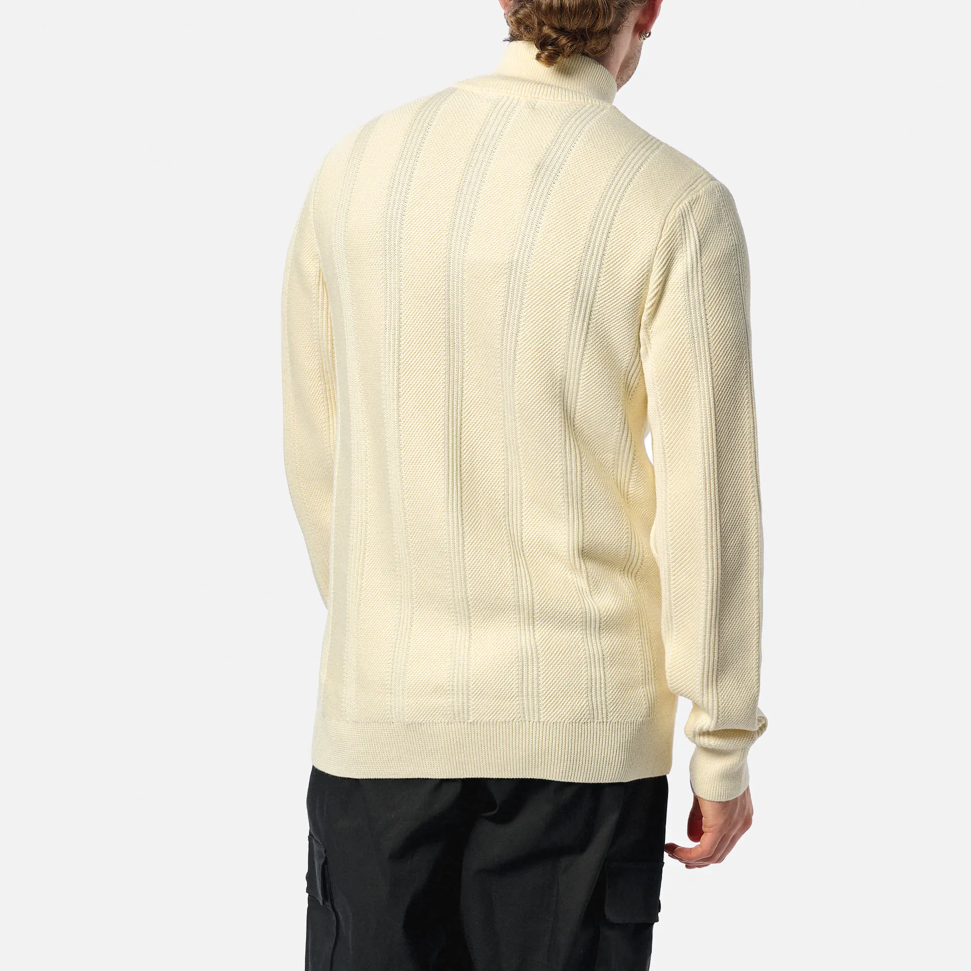 Fred Perry Textured Zip Through Cardigan Ecru
