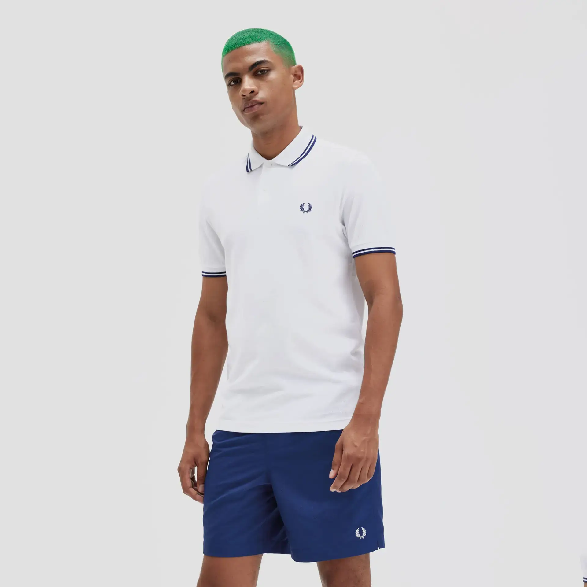 Fred Perry Twin Tipped Polo Shirt White/French Navy/French Navy