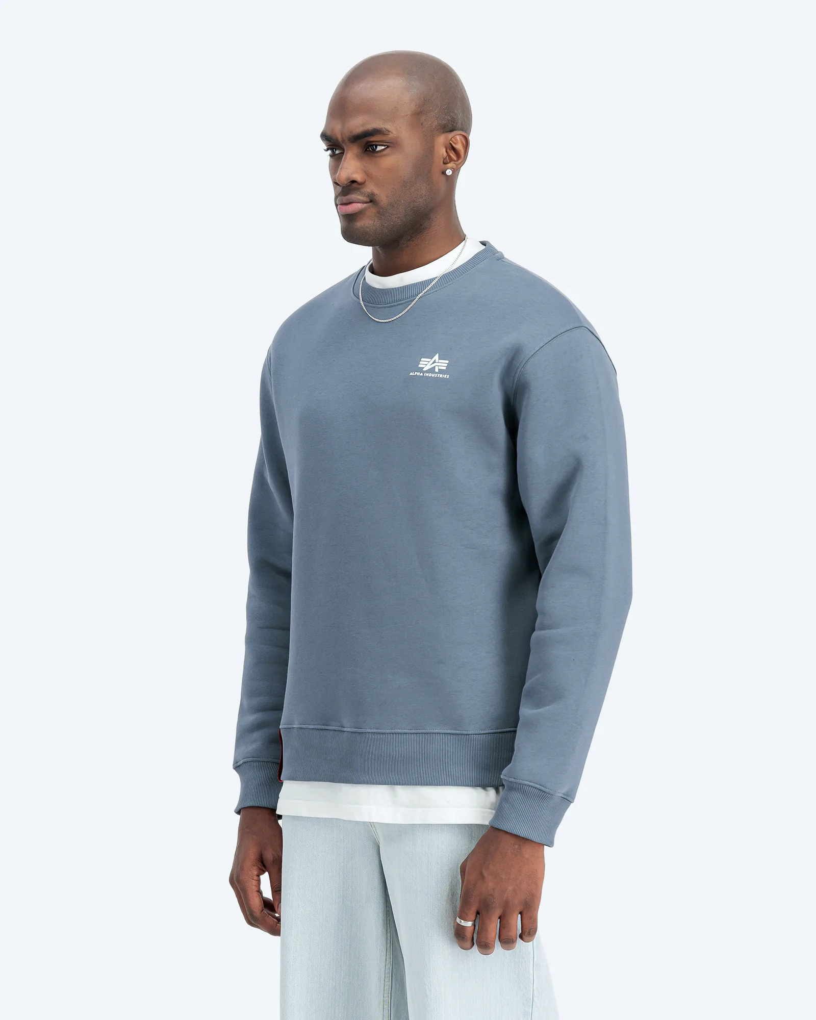 Basic Sweater Small Logo Denim Blue