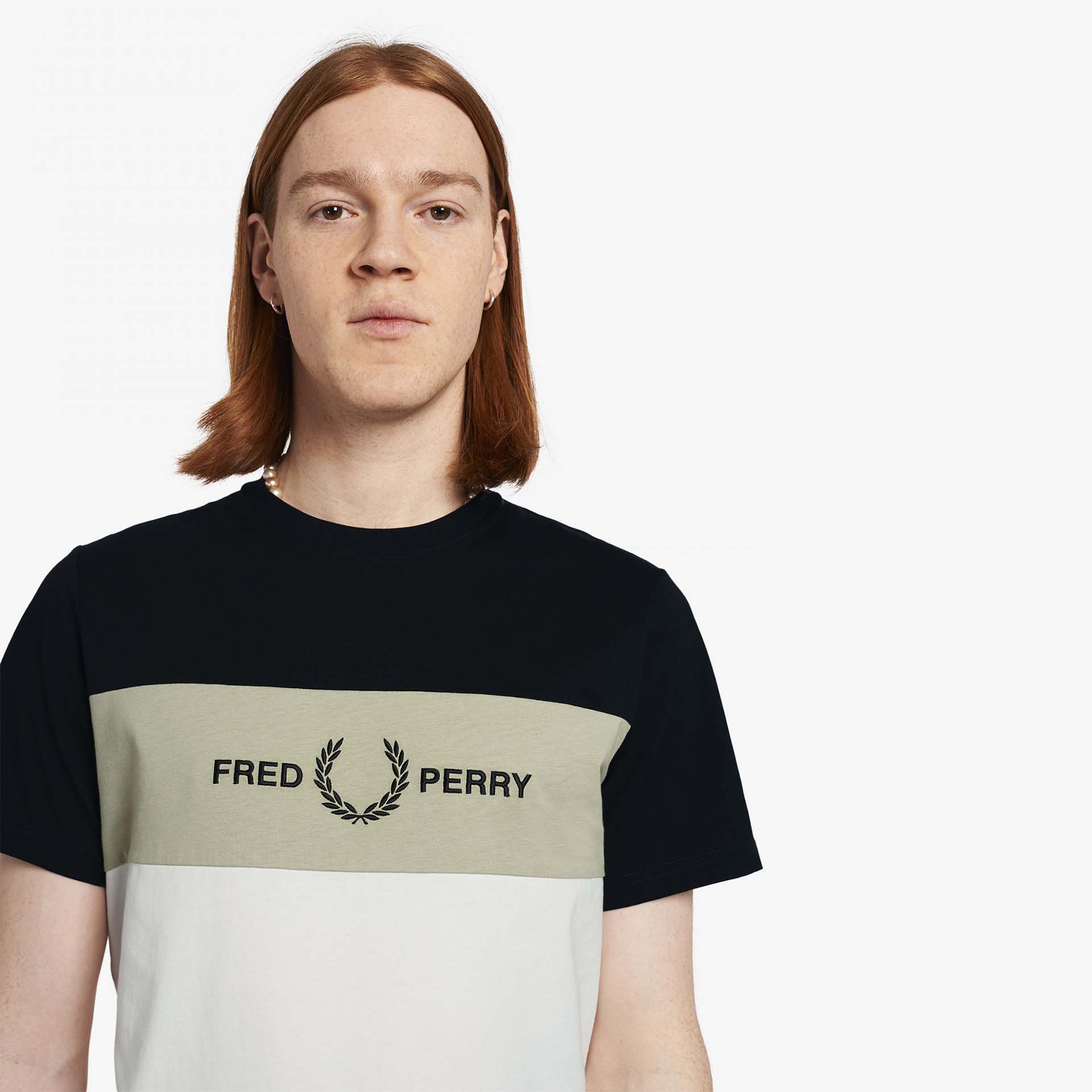 Fred Perry Embroidered Panel T-Shirt Black