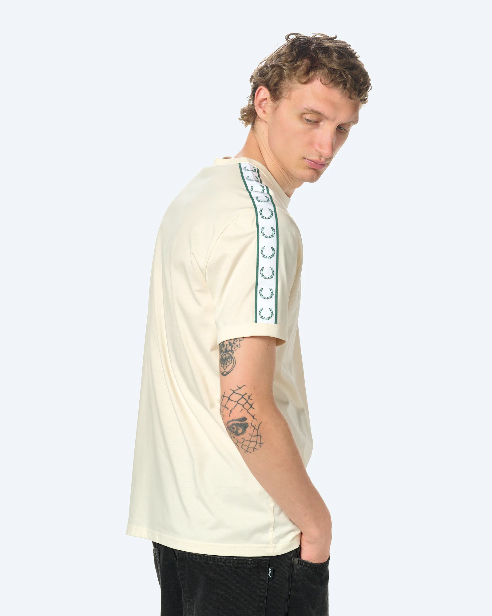 Fred Perry Contrast Tape Ringer T-Shirt Ecru