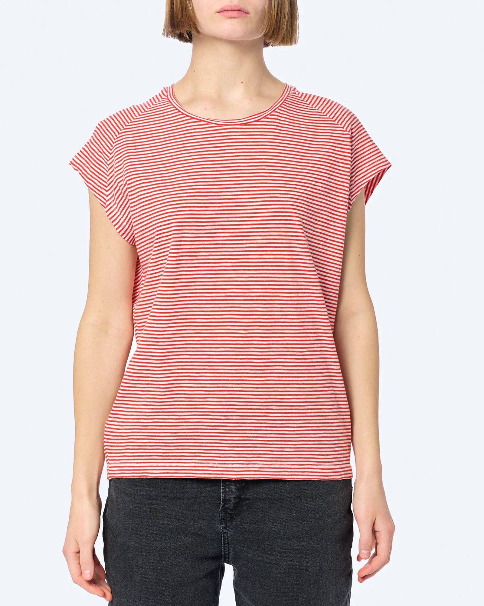ARMEDANGELS ONELIAA LOVELY STRIPES T-Shirt Oatmilk/Coral Blush ARMEDANGELS ONELIAA LOVELY STRIPES T-Shirt Oatmilk/Coral Blush