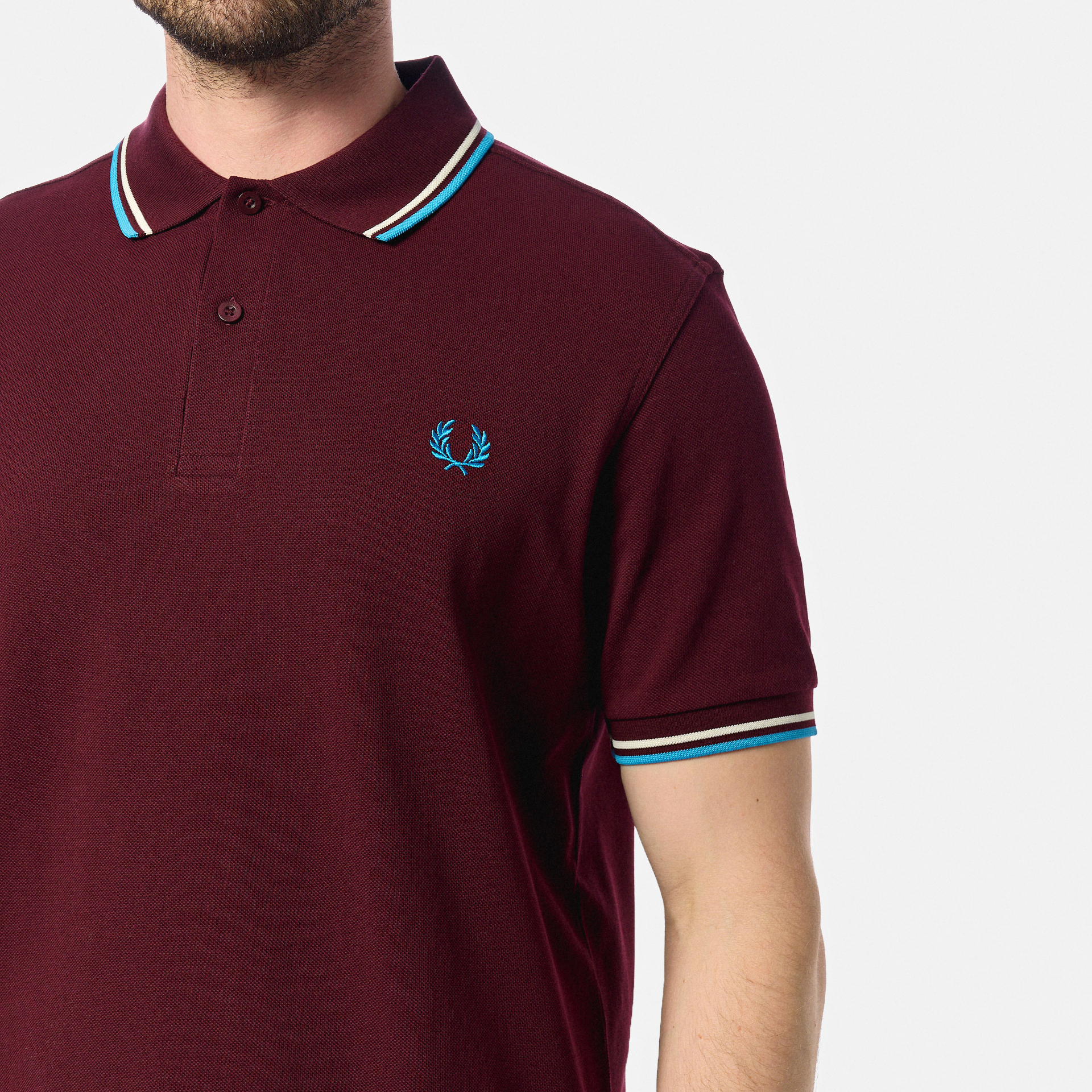 Fred Perry Twin Tipped Polo Shirt Oxblood/Ecru/Court Blue
