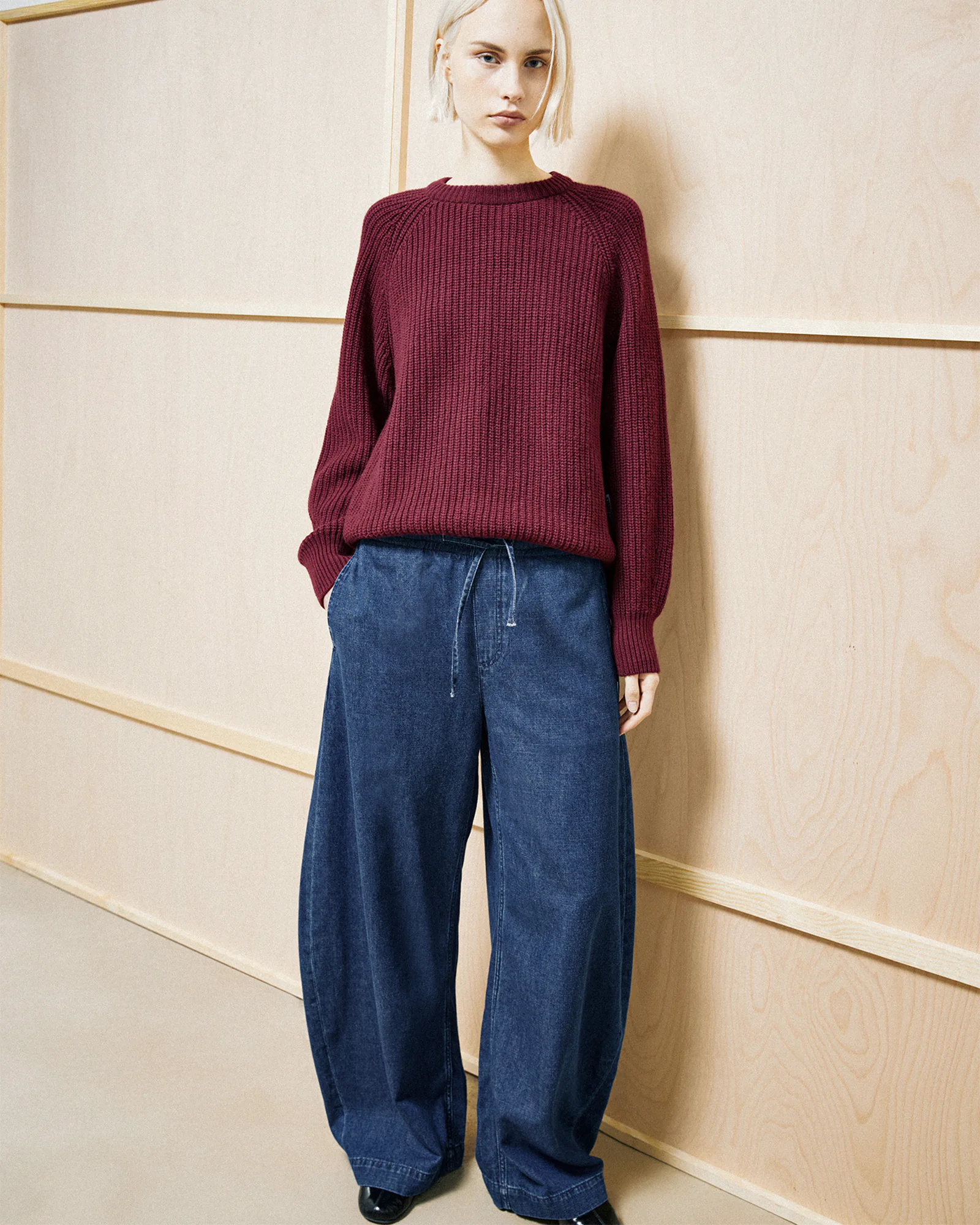 RIB KNIT SWEATER Velvet Red