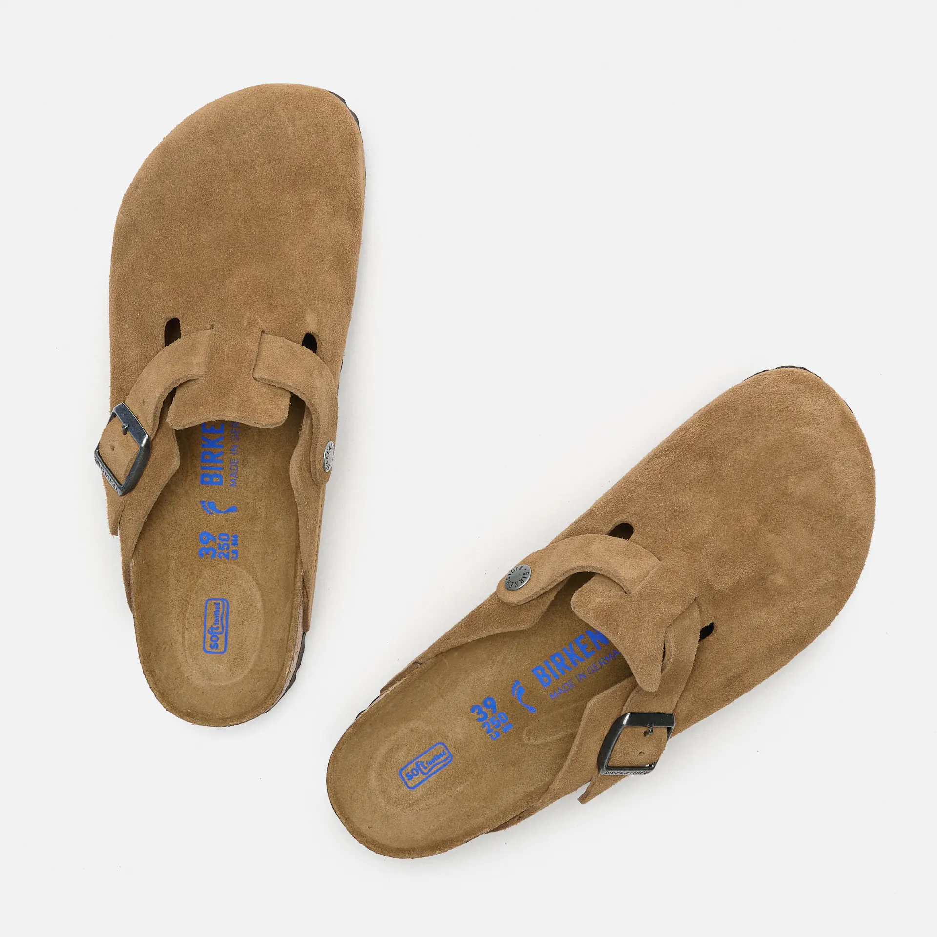 Birkenstock Boston Soft Footbed Suede Leather (Narrow Fit) Sandals Dark Tea Tonal FB