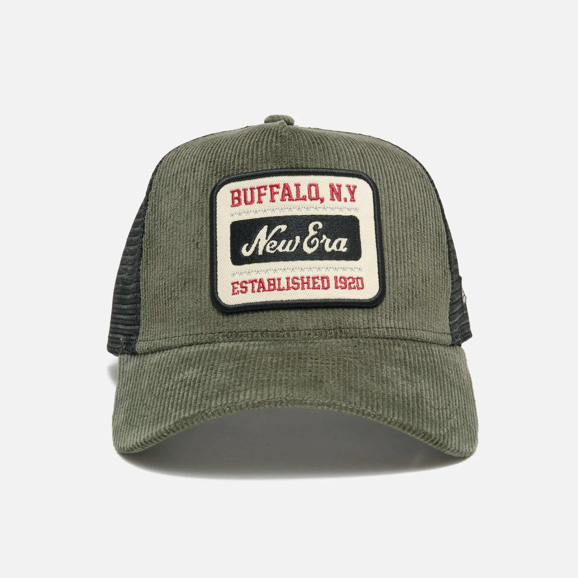 New Era Food 9Forty Cord Trucker Cap Medium Green NOVBLK