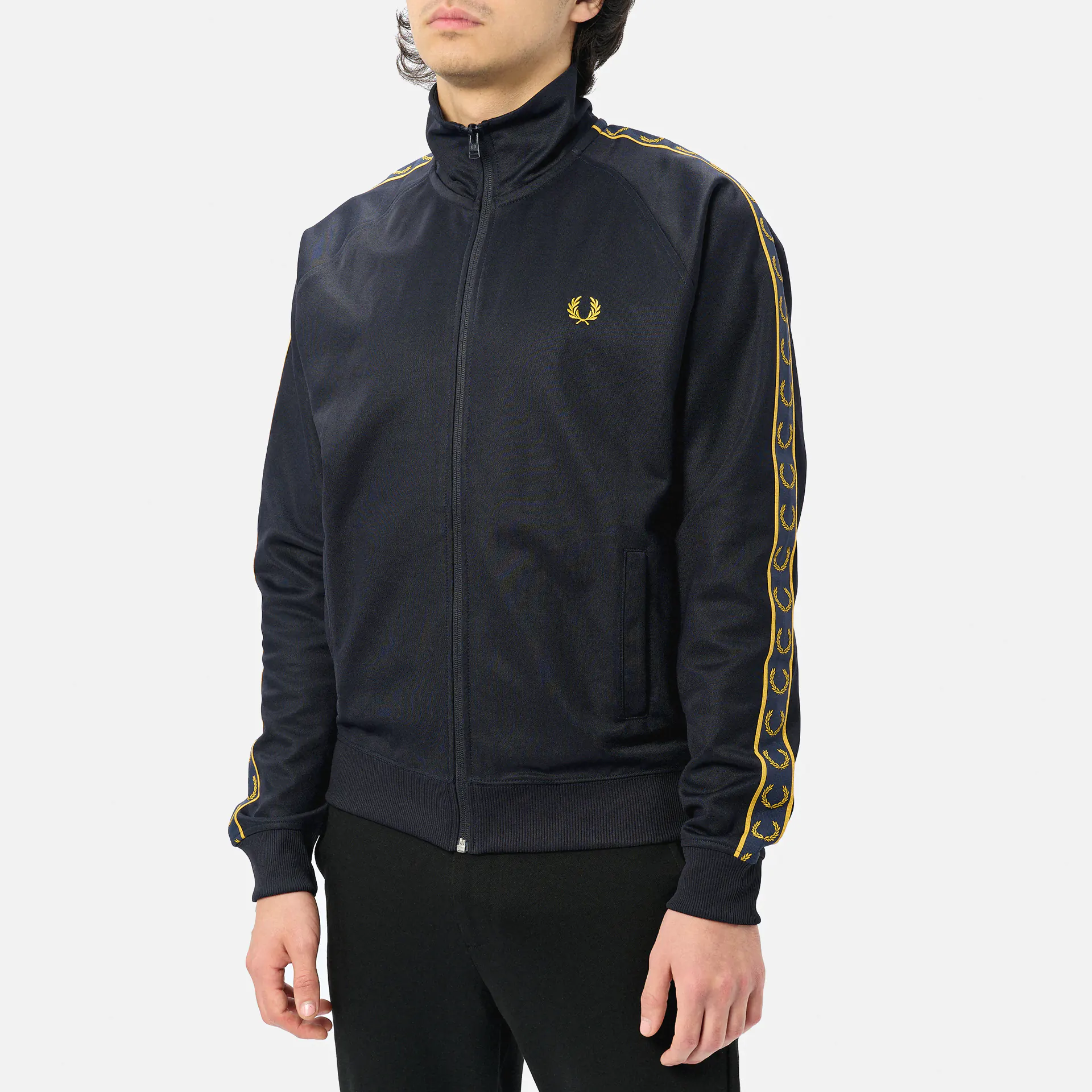 Fred Perry Contrast Tape Track Jacket Navy/Honeycomb