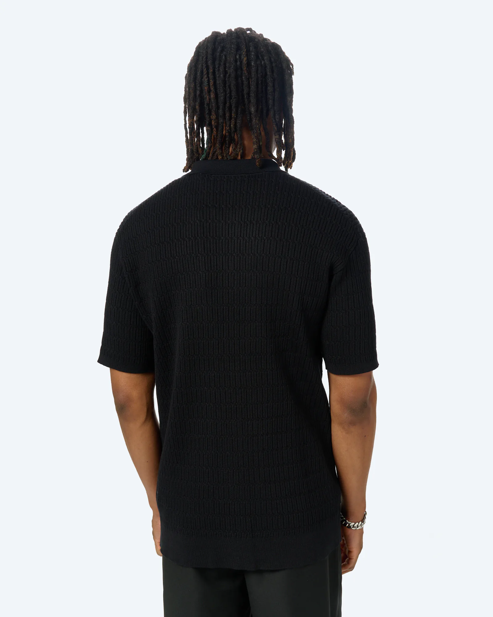 Distorted People Cable Knit Shirt Black