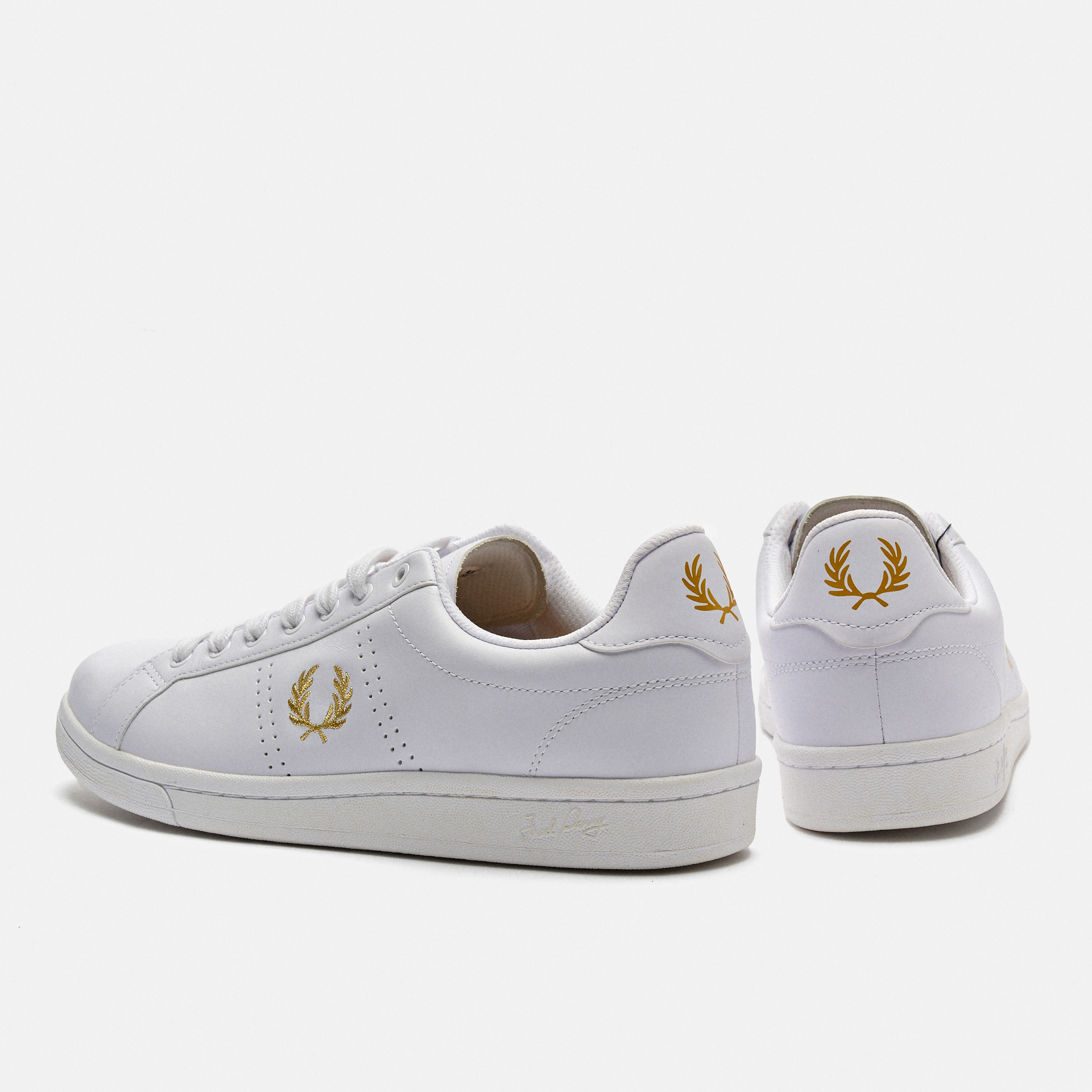 Fred Perry B721 Leather Sneakers White/Metallic Gold