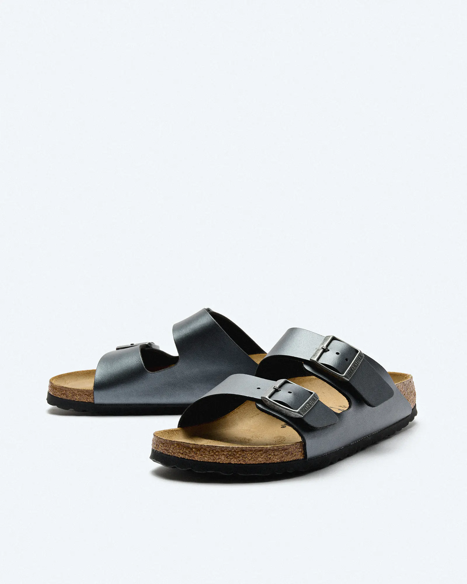Birkenstock Arizona Birko-Flor (Narrow Fit) Sandals Metallic Black Birkenstock Arizona Birko-Flor (Narrow Fit) Sandals Metallic Black