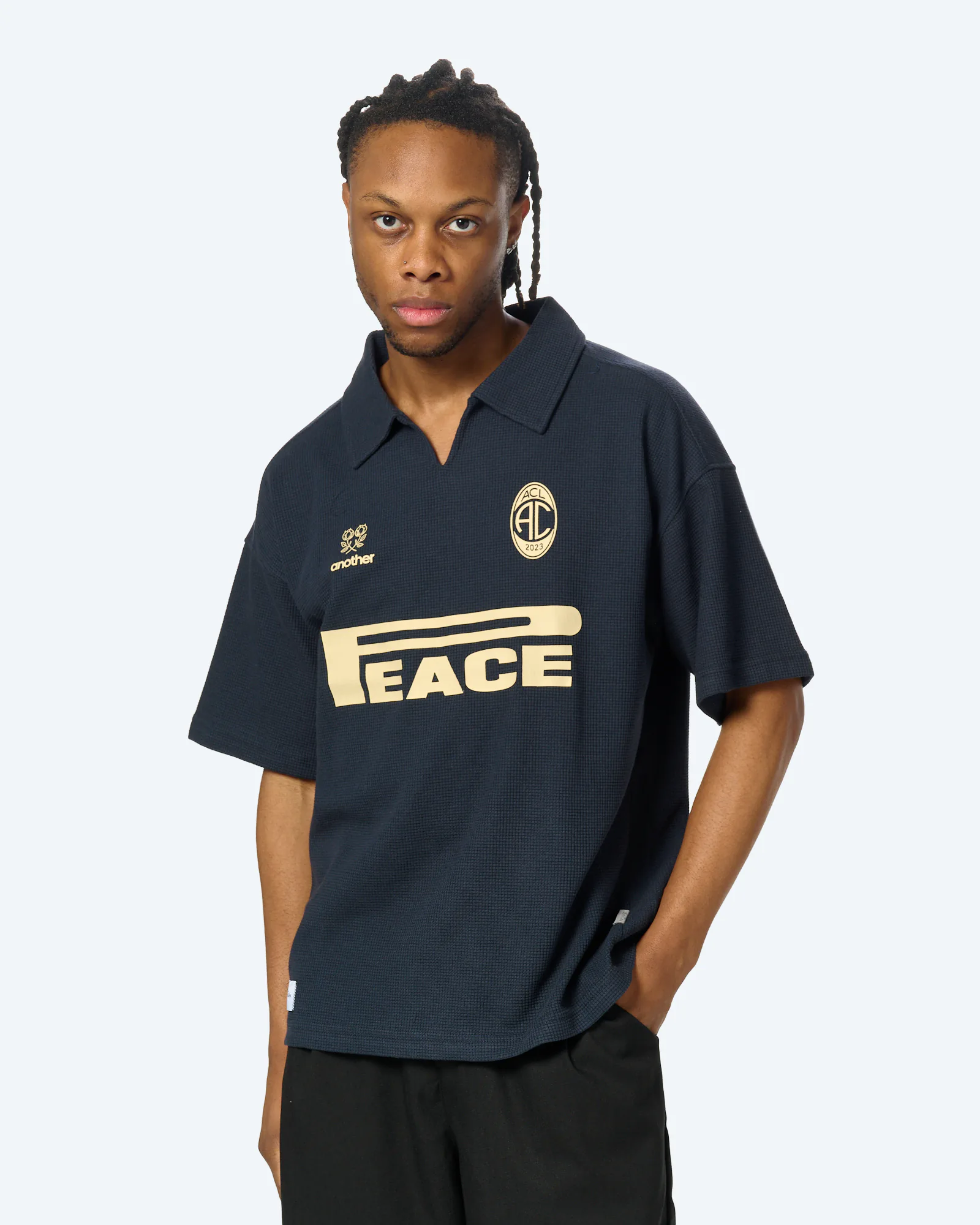 Another Cotton Peace Waffle Polo Blue