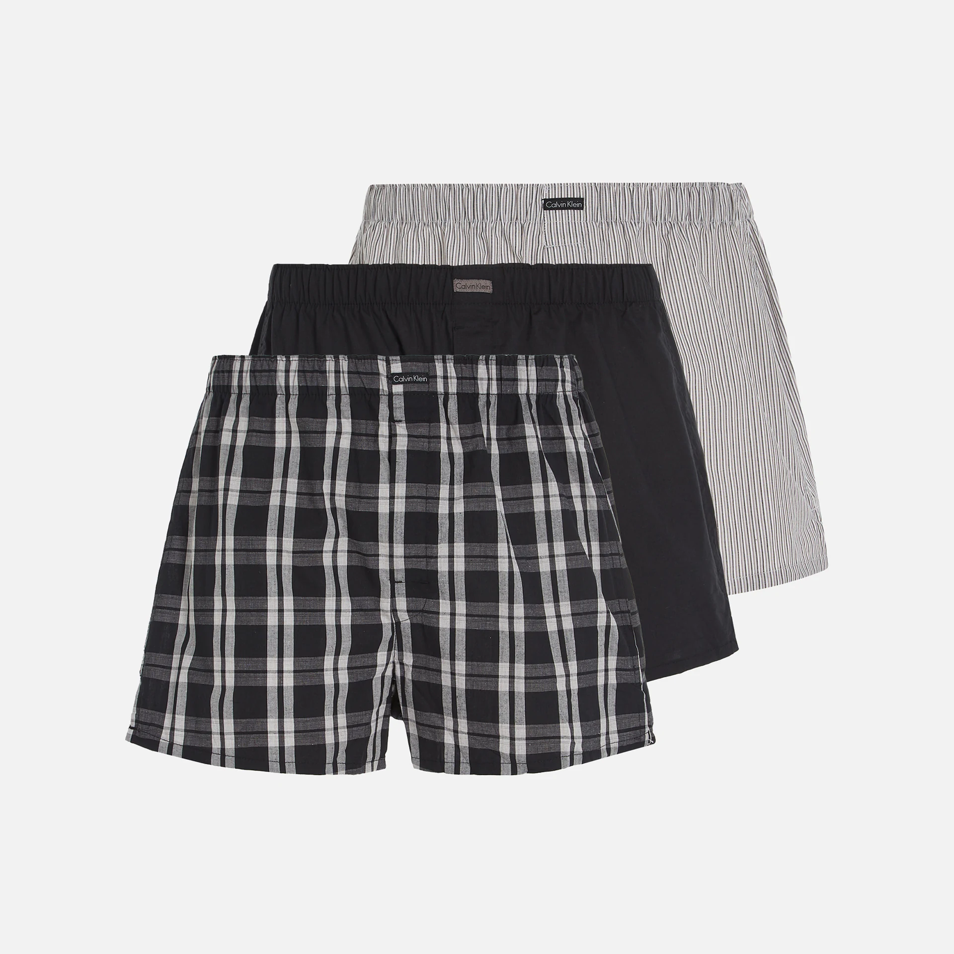 Calvin Klein 3Pack Boxer Woven Black/Morgan Plaid/Montague Stripe