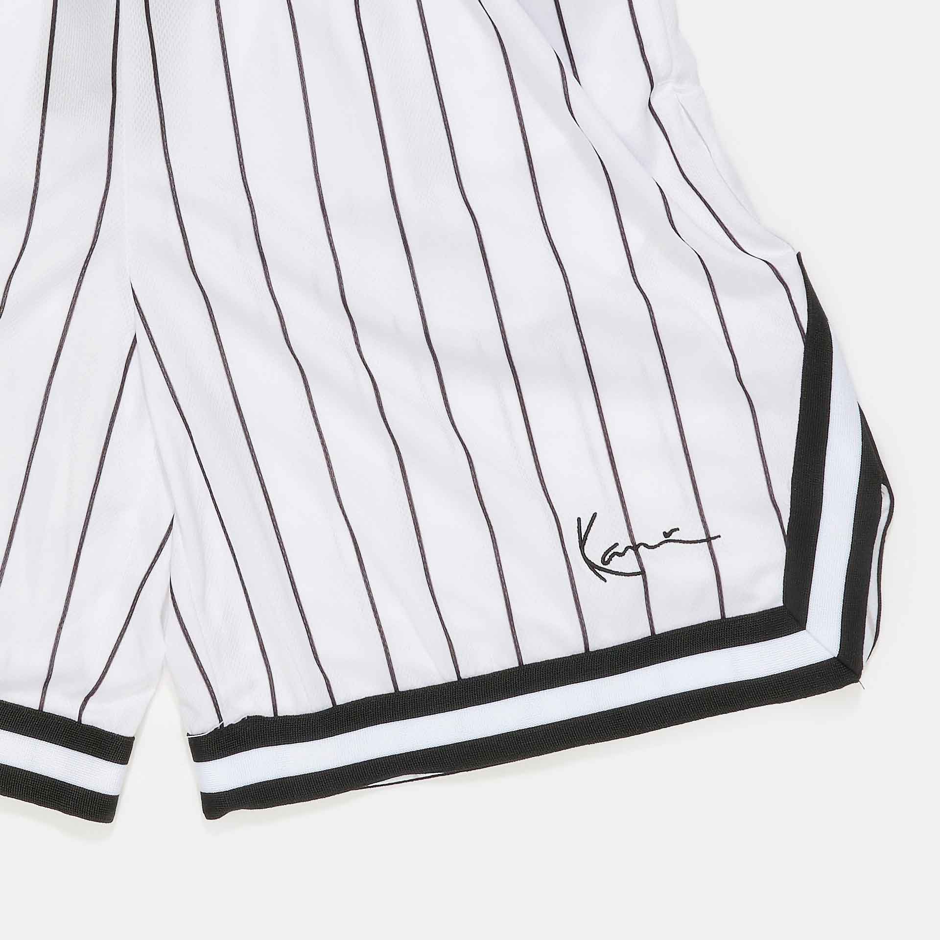 Karl Kani Small Signature Pinstripe Mesh Shorts White/Black