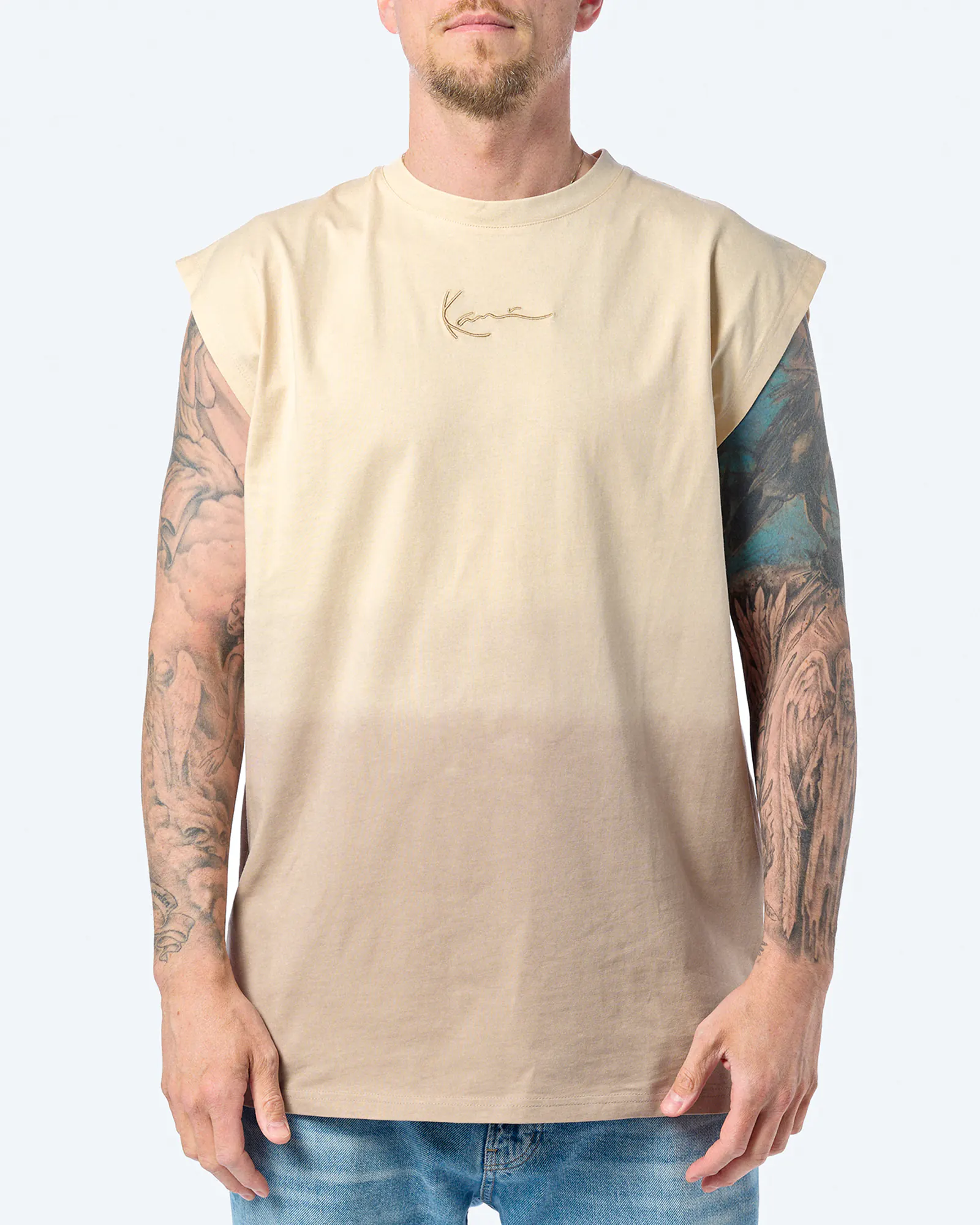Karl Kani Signature Gradient Sleeveless Tank Top Beige Karl Kani Signature Gradient Sleeveless Tank Top Beige