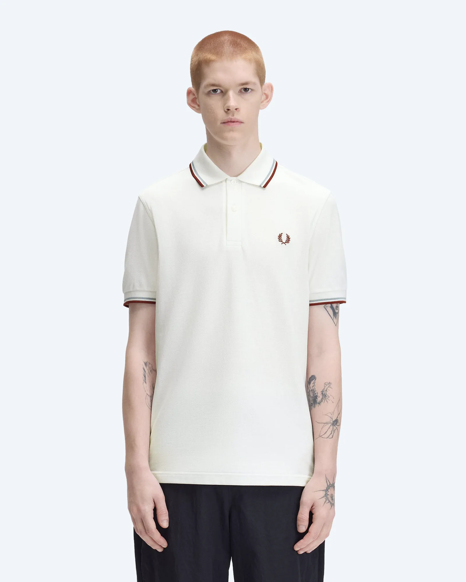 Twin Tipped Polo Shirt Snow White/Silver Blue/Brandy