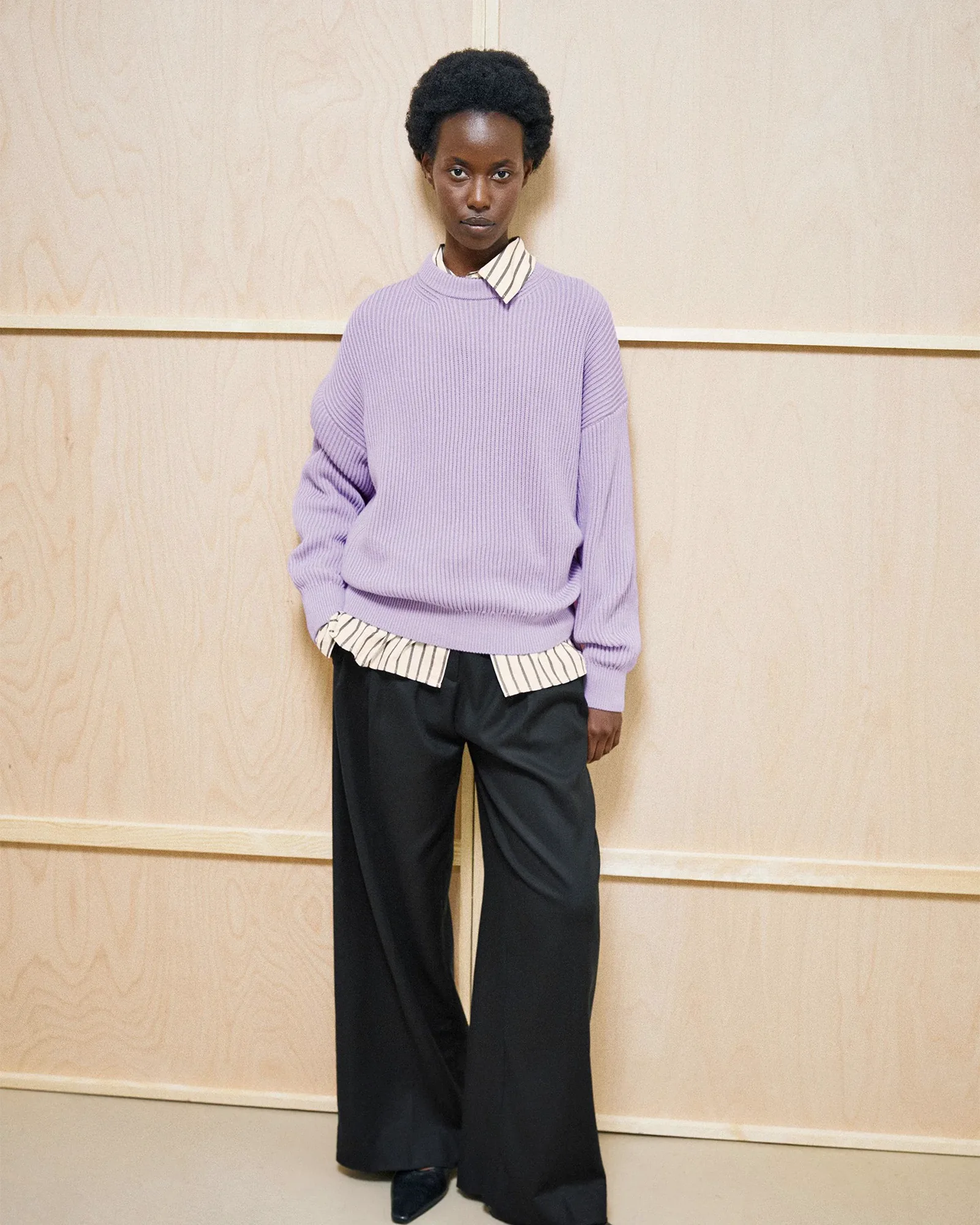 VANISÉ RIB KNIT SWEATER Moonlit Lilac/Dark Moonlit Lilac