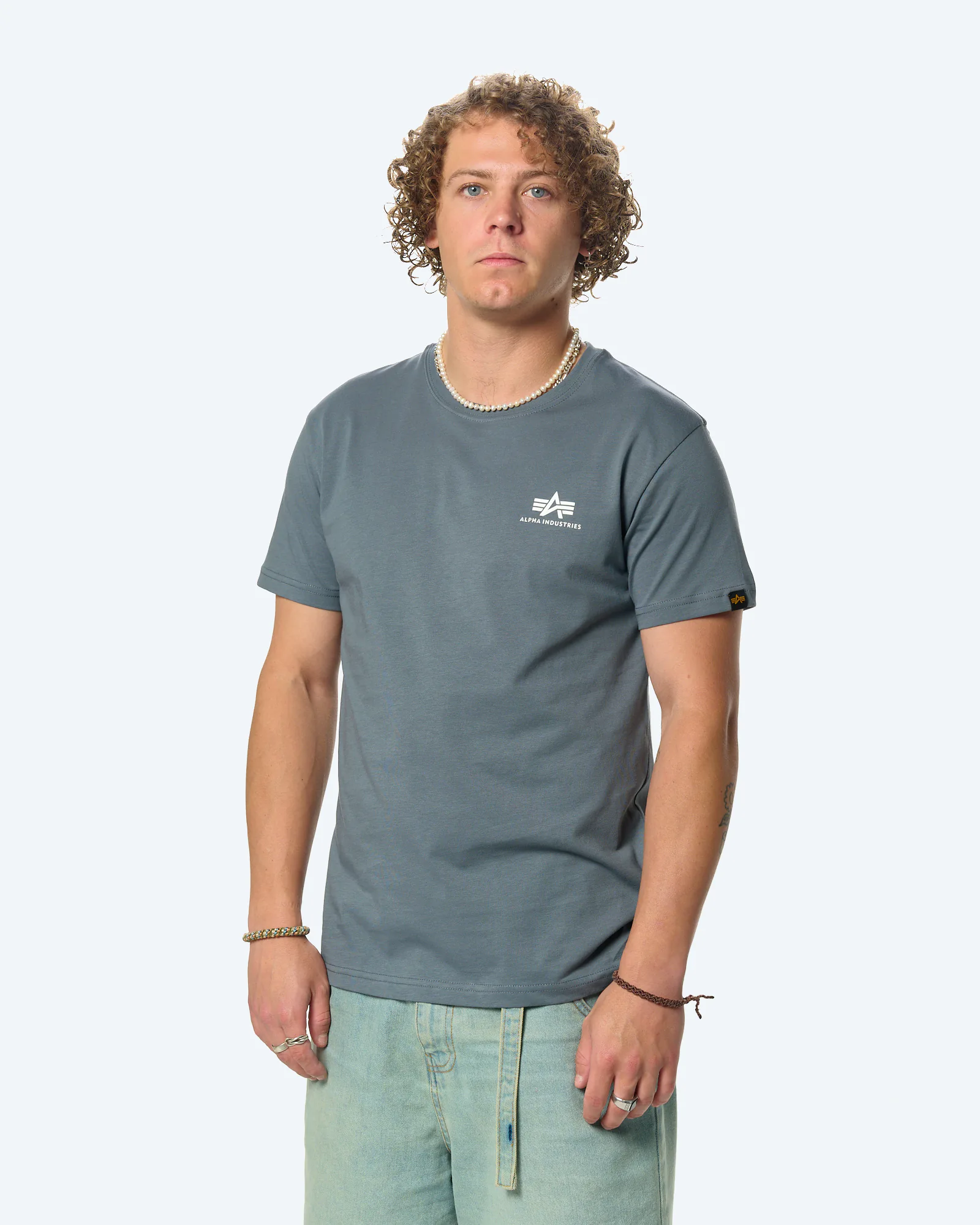 Basic T-Shirt Small Logo Denim Blue