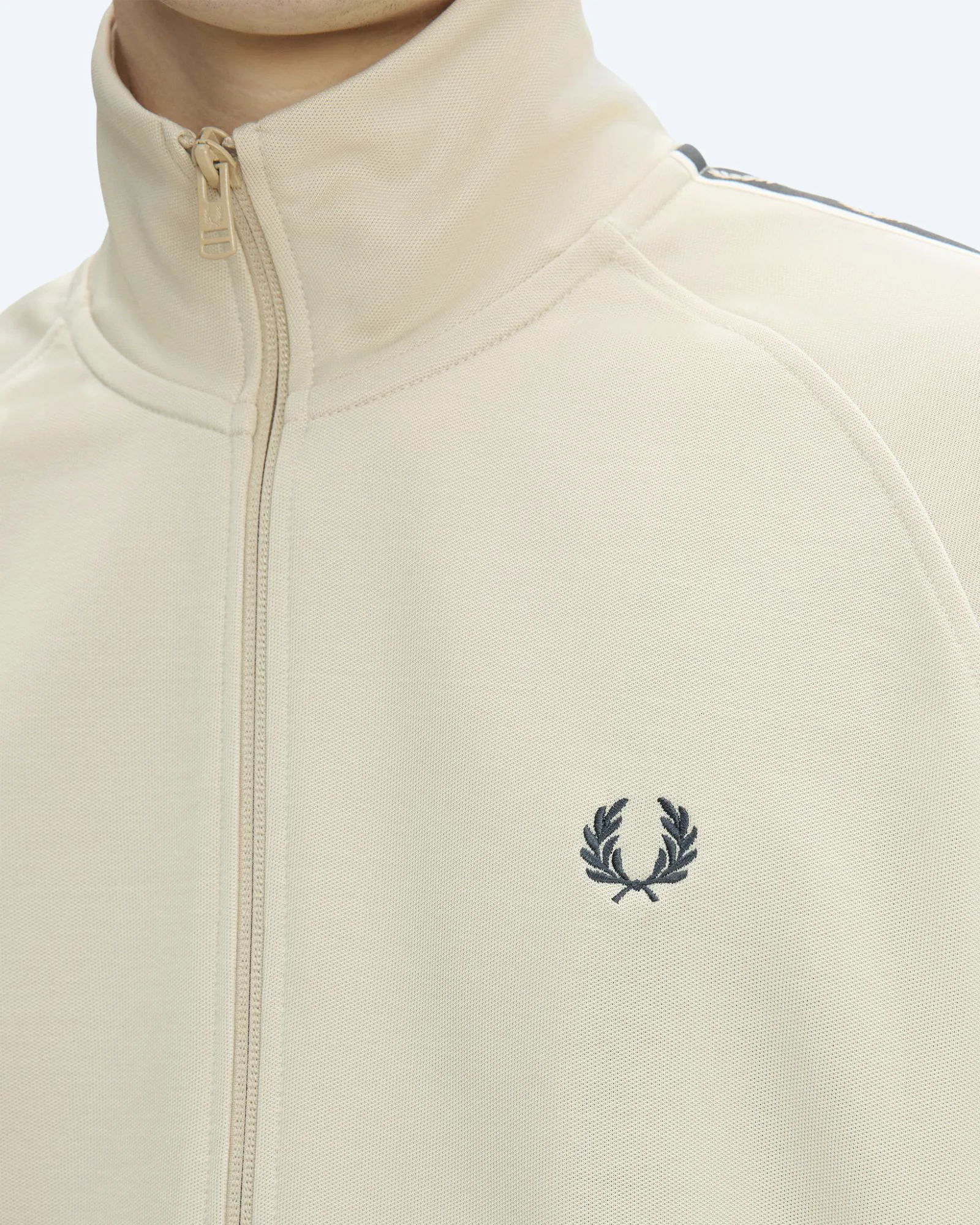 Contrast Tape Track Jacket Oatmeal