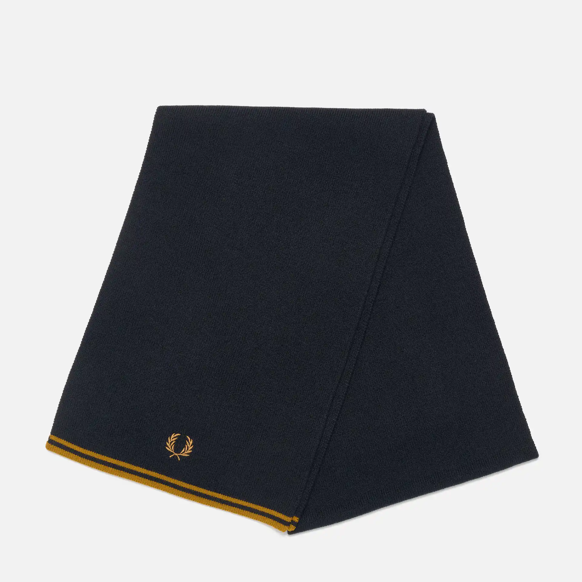 Fred Perry Twin Tipped Merino Wool Scarf Navy/Dark Caramel