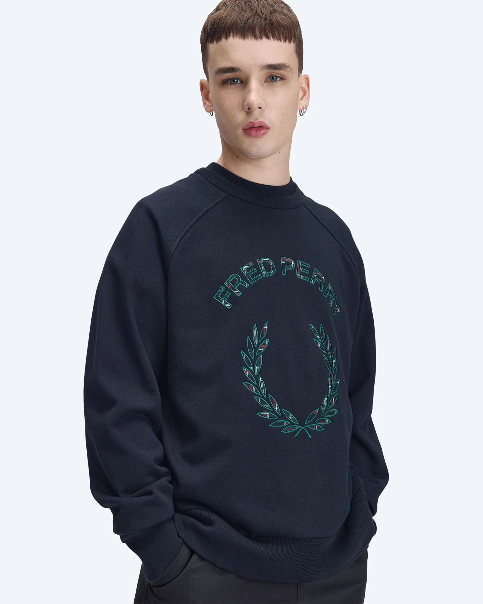 Tartan Appliqué Sweatshirt Navy