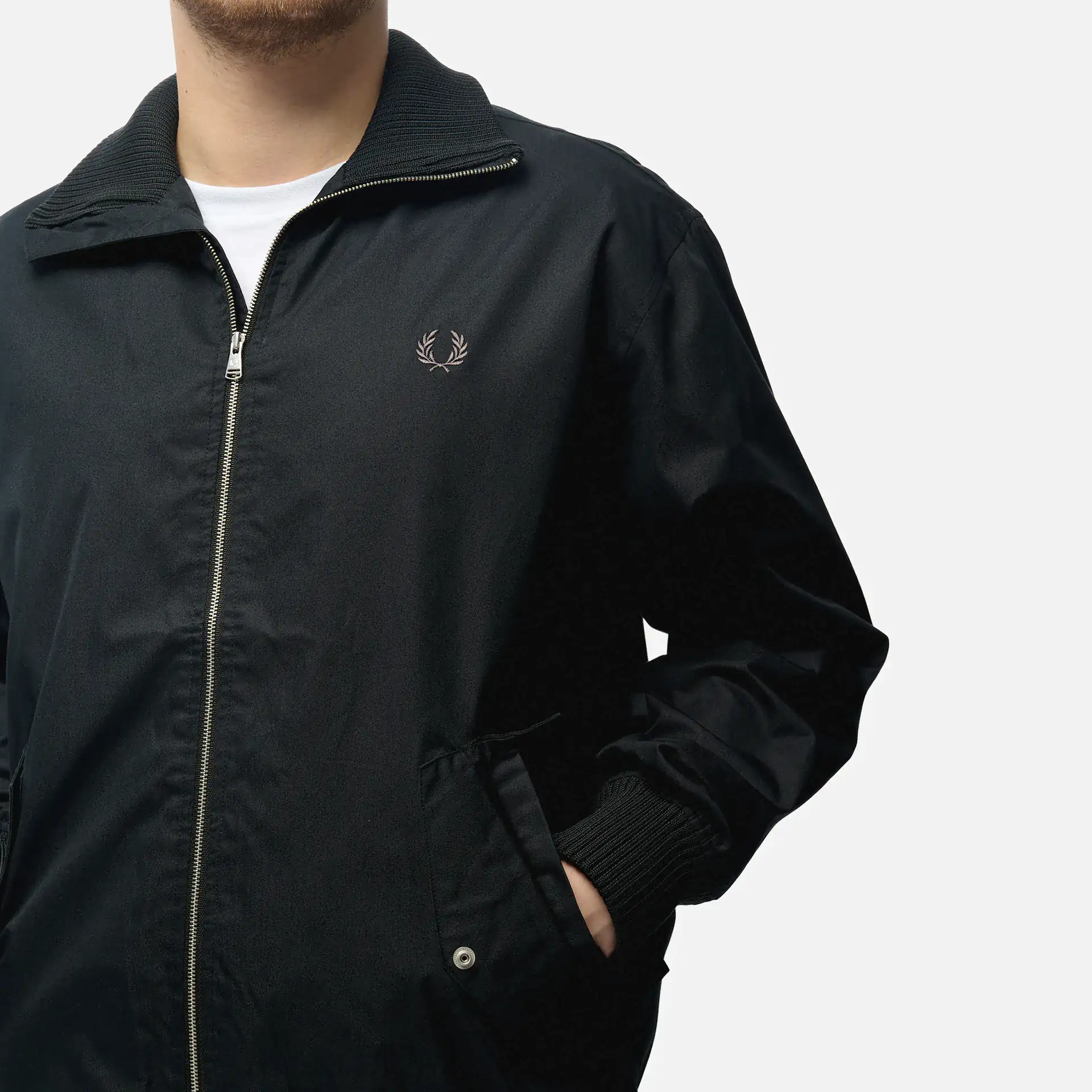 Fred Perry Knitted Rip Tennis Bomber Jacket Black