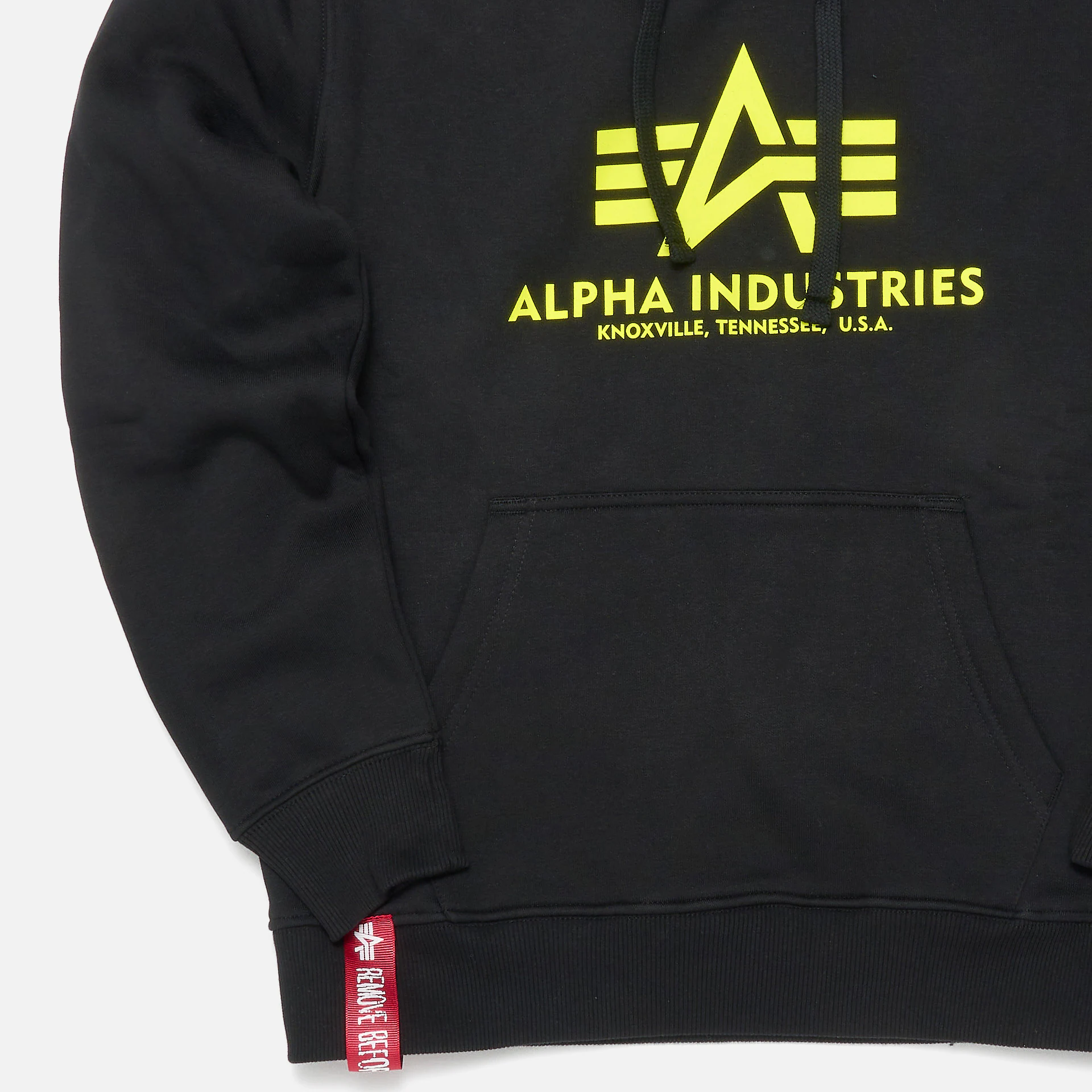 Alpha Industries Basic Hoody Neon Print Black/Neon Yellow