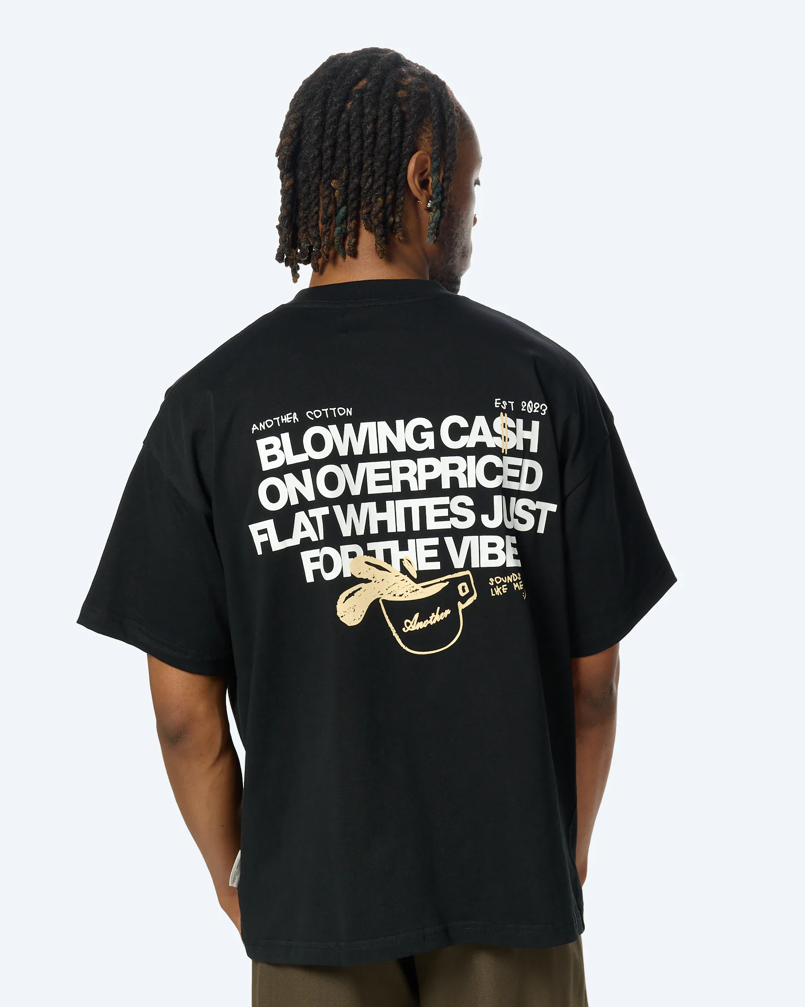 Another Cotton Overpriced Flat Whites T-Shirt Black