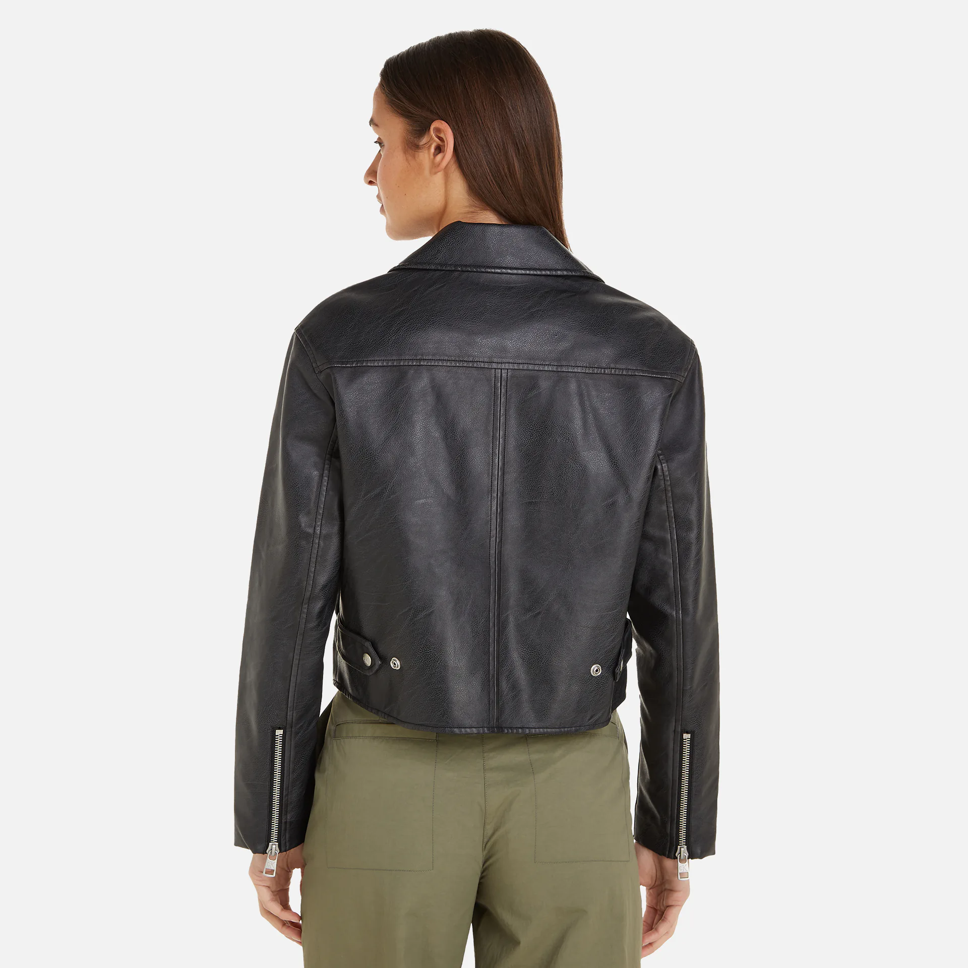 Calvin Klein Jeans Short Faux Leather Jacket Black