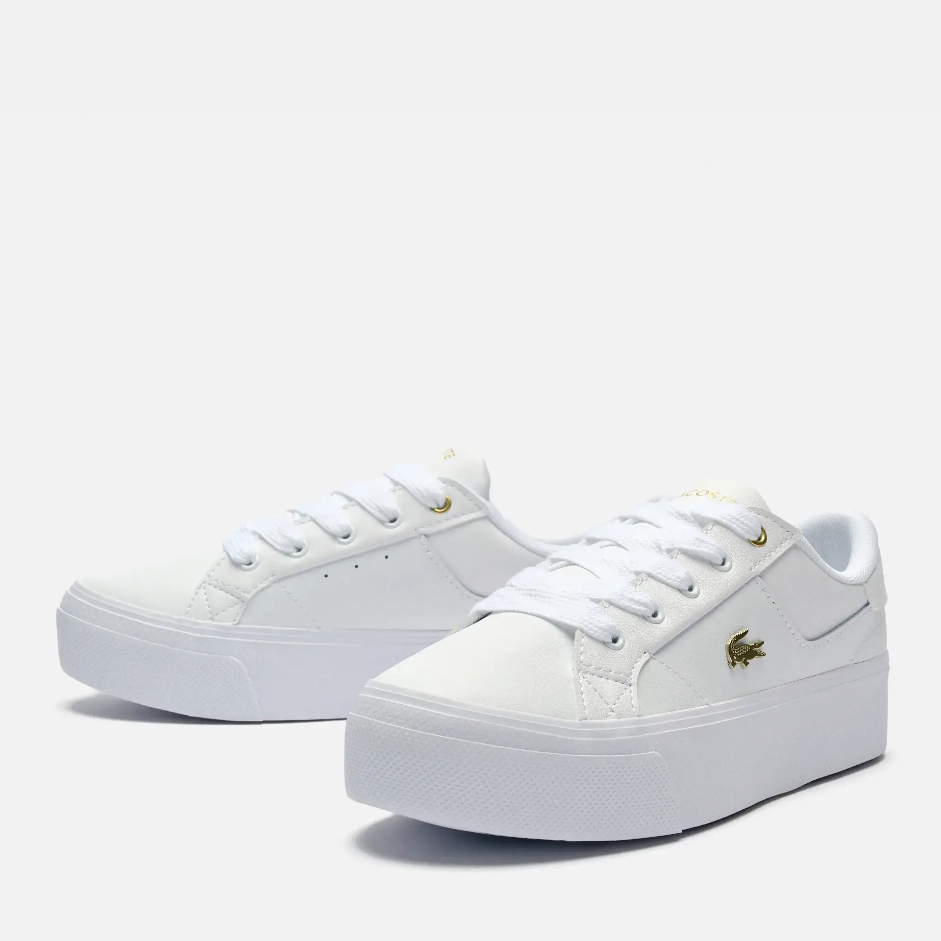 Lacoste Ziane Platform Leather Sneakers White/Gold