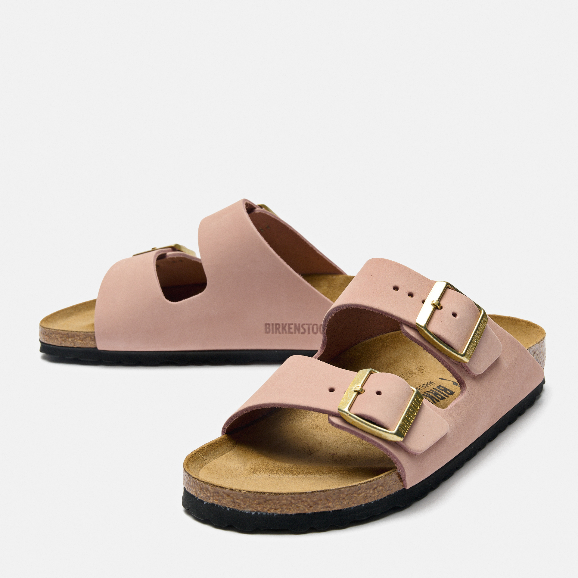 Birkenstock Arizona Nubuck Leather Sandals Soft Pink