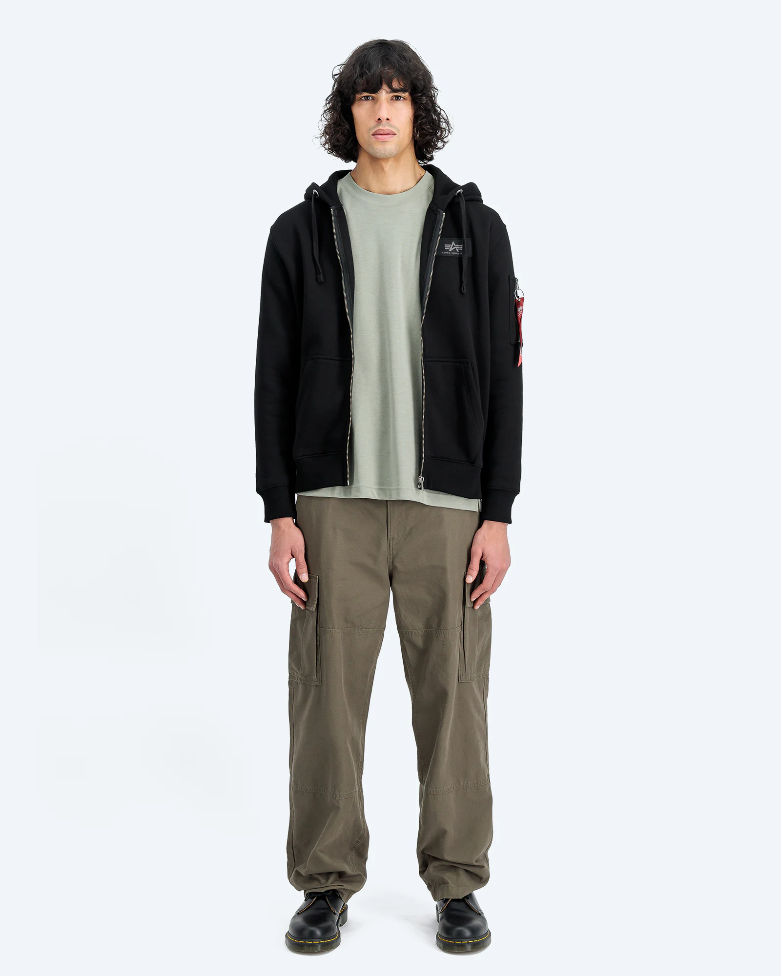 Back Print Zip Hoody Black