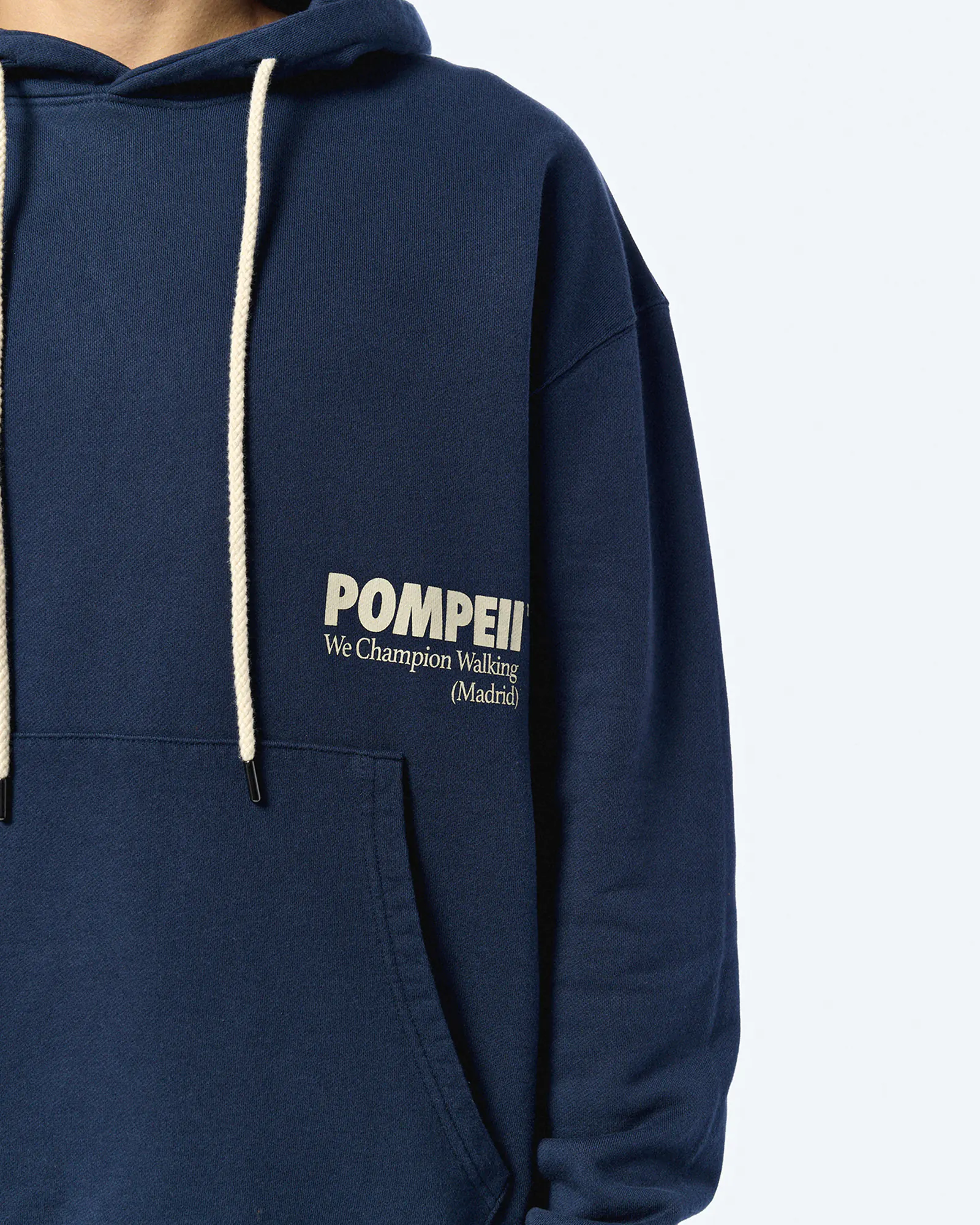 POMPEII Logo Regular Fit Hoodie Navy