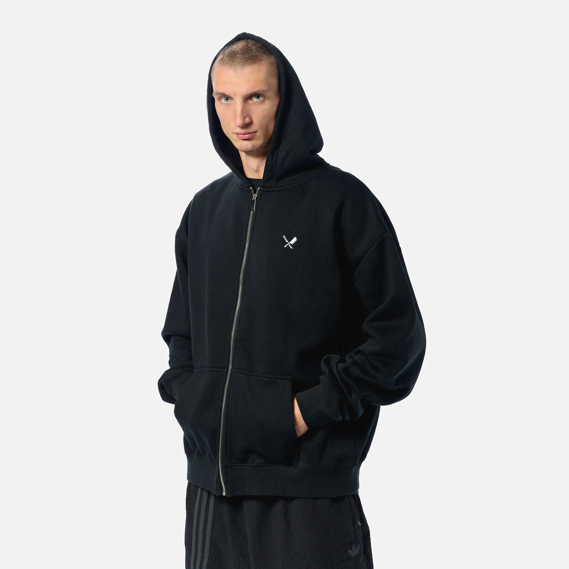Distorted People Classic Oversized Zip Hoodie Black