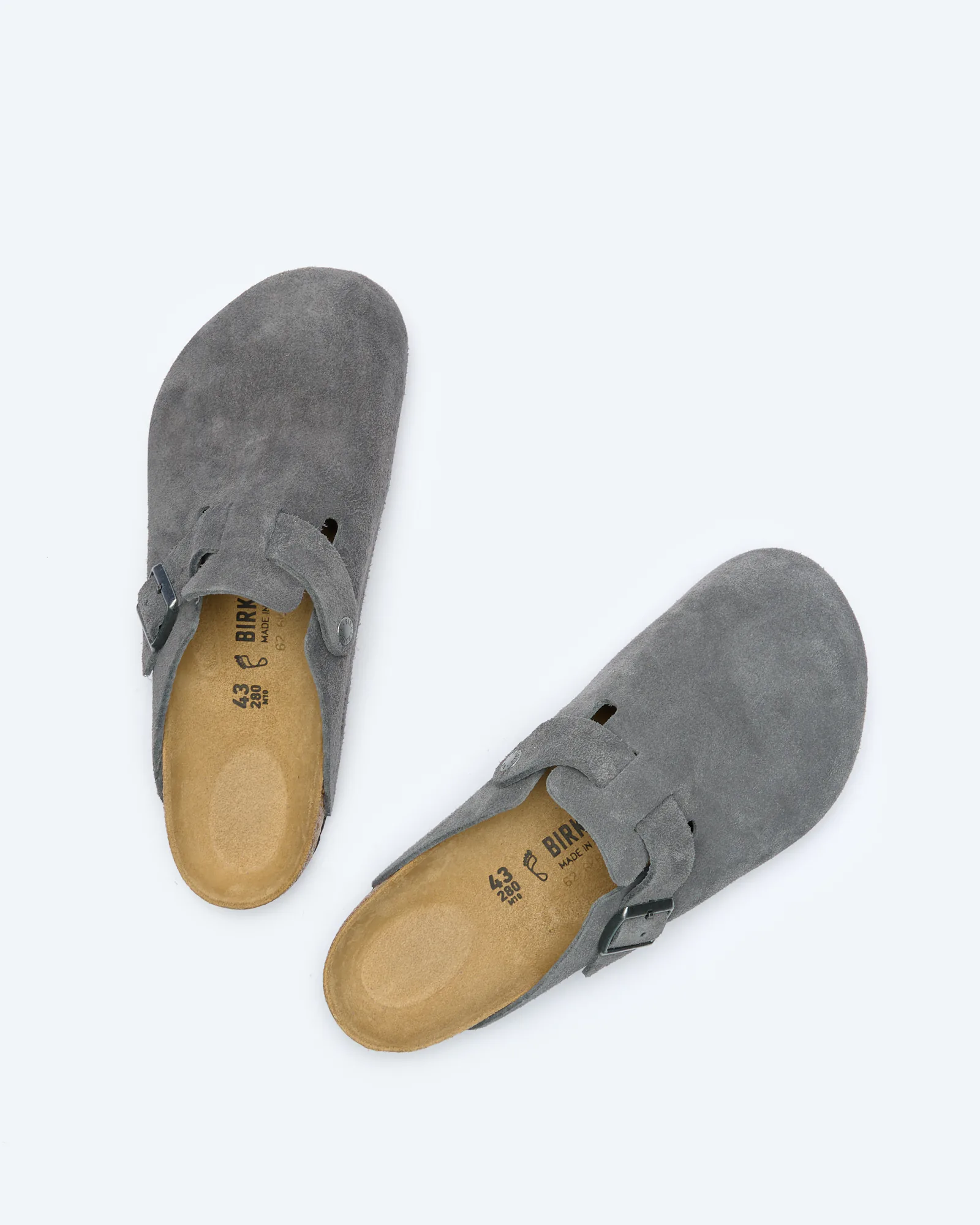 Birkenstock Men Boston Suede Leather Sandals Charcoal